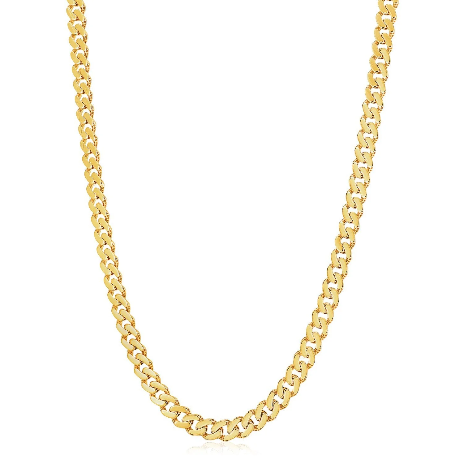14k Yellow Gold White Pave High Polish Modern Lite Miami Cuban Chain (8.0mm) - Image 3