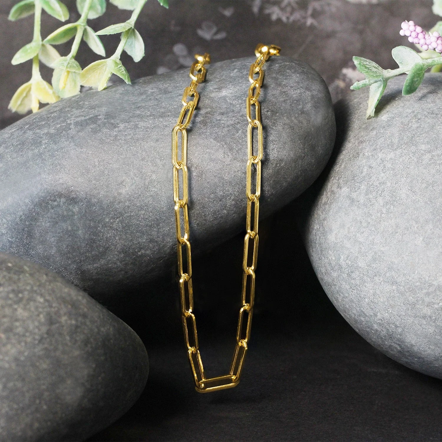 14K Yellow Gold Wide Paperclip Chain (3.3mm) - Image 4