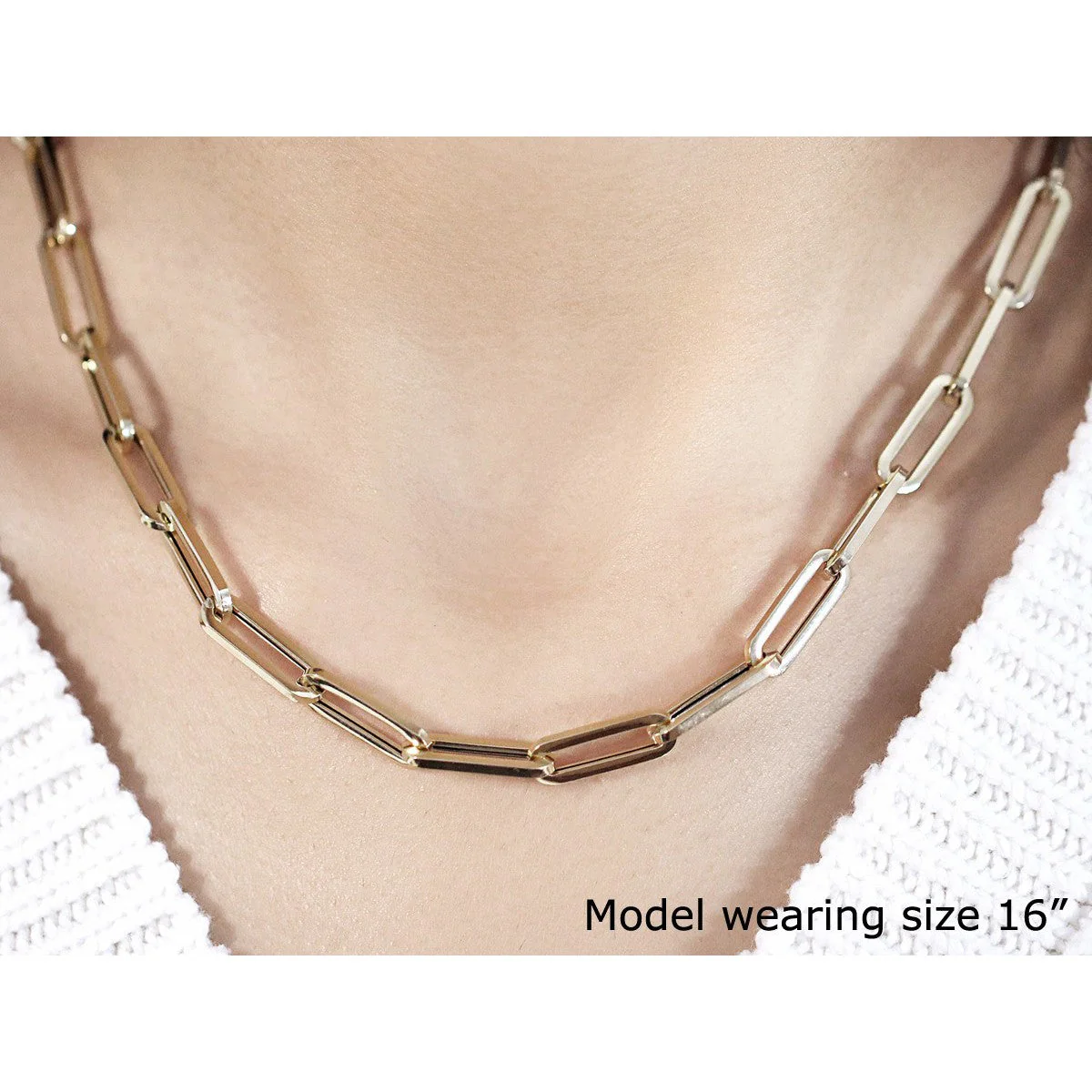 14K Yellow Gold Wide Paperclip Chain (6.1mm) - Image 4