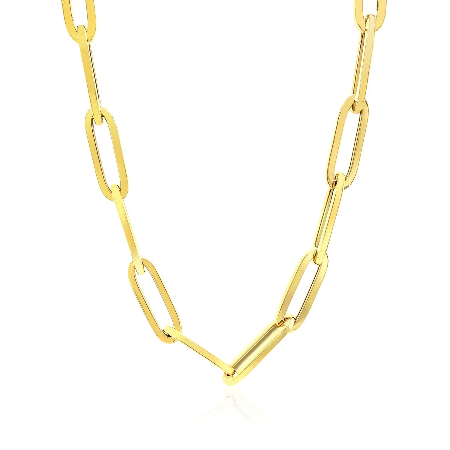 14K Yellow Gold Wide Paperclip Chain (6.1mm) - Image 7