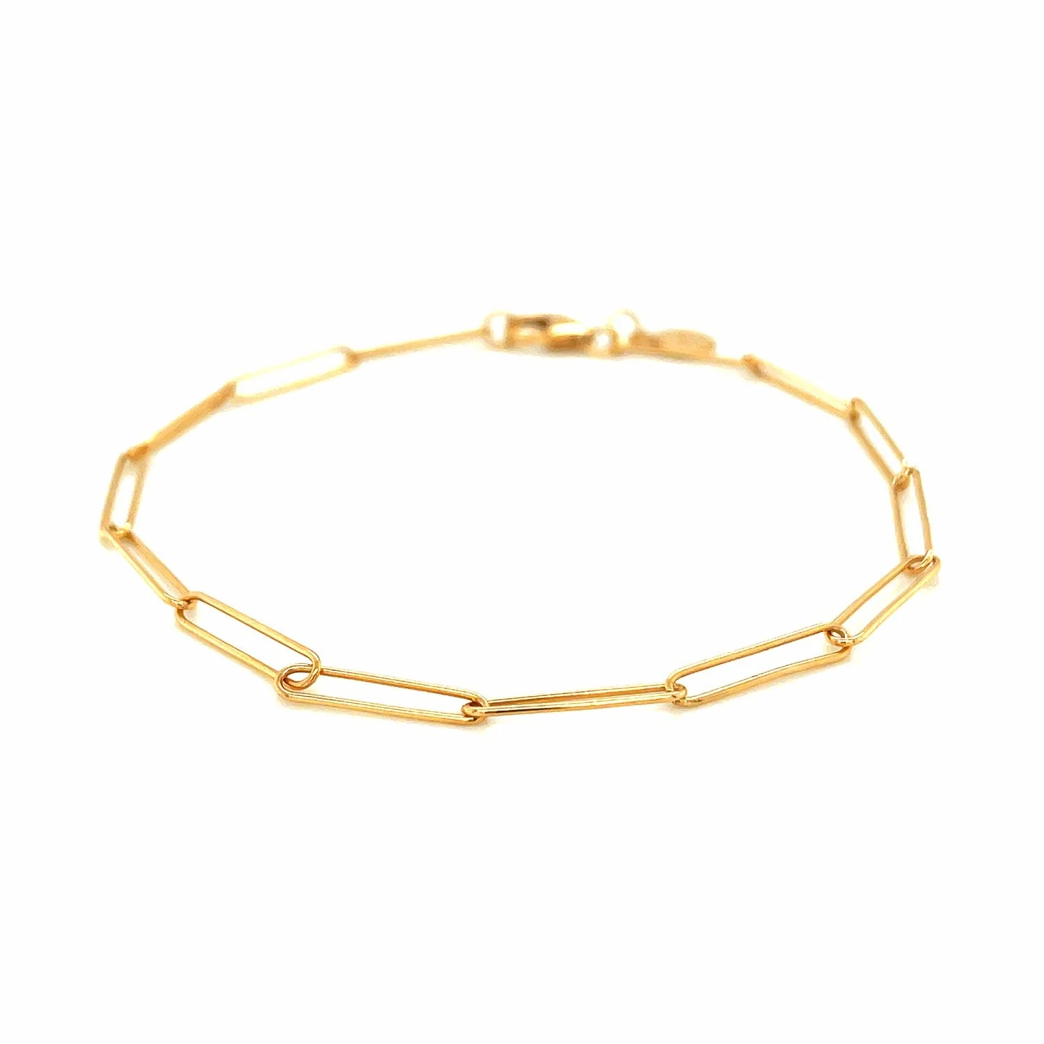 14k Yellow Gold Wire Paperclip Bracelet (2.7mm) - Image 6