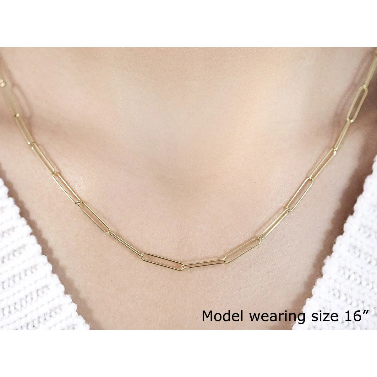 14k Yellow Gold Wire Paperclip Chain (2.7mm) - Image 12