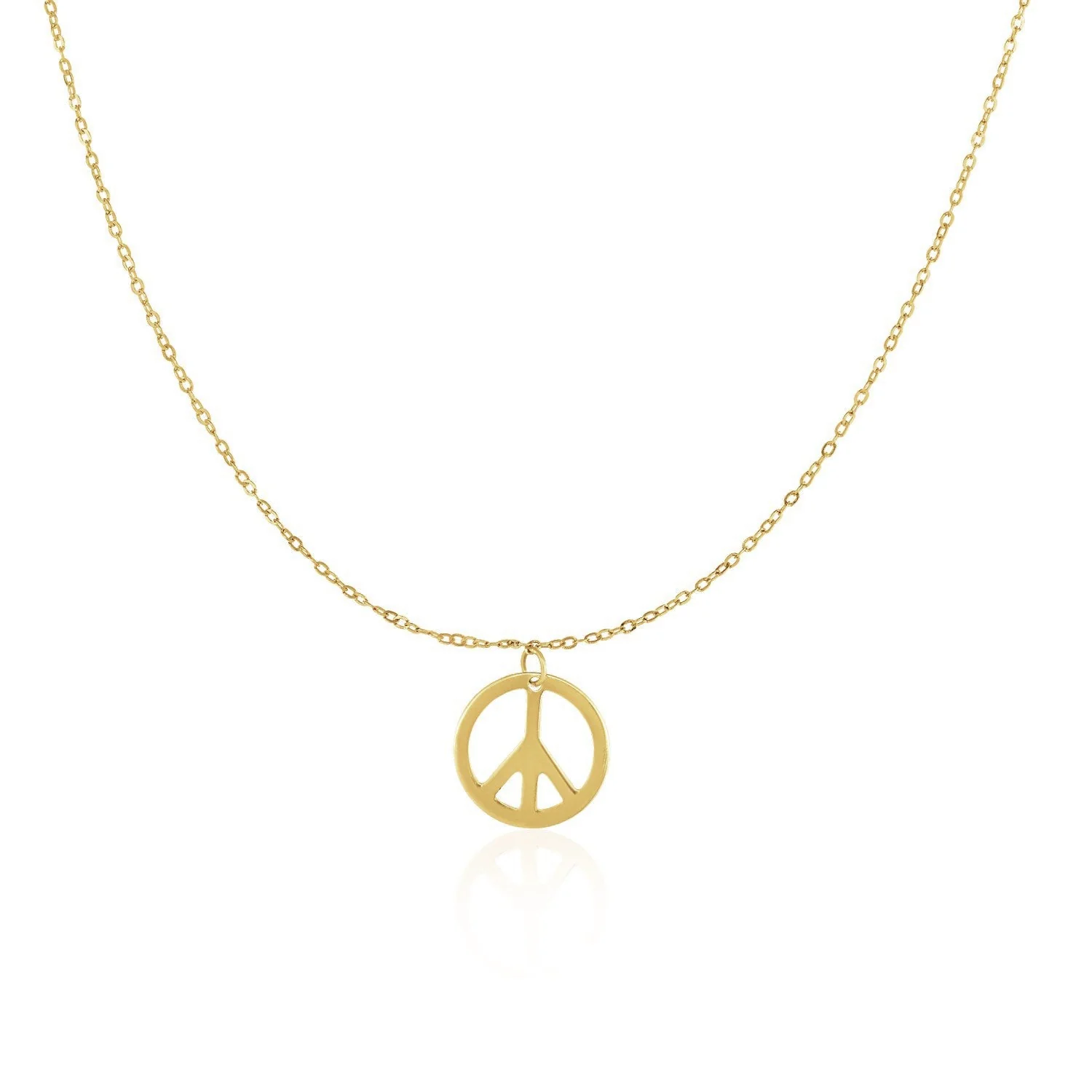 14k Yellow Gold with Peace Symbol Pendant - Image 3
