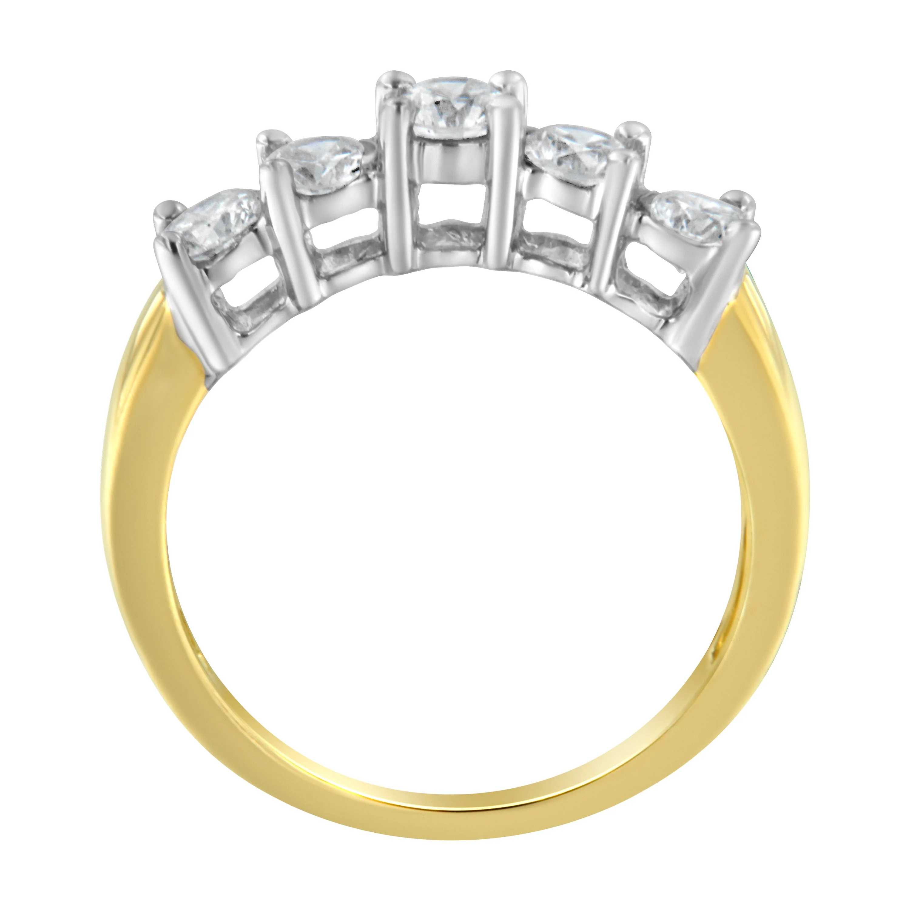14KT Two Toned Gold 5 Stone Diamond Ring (1 cttw, H-I Color, SI1-SI2 Clarity) - Image 3