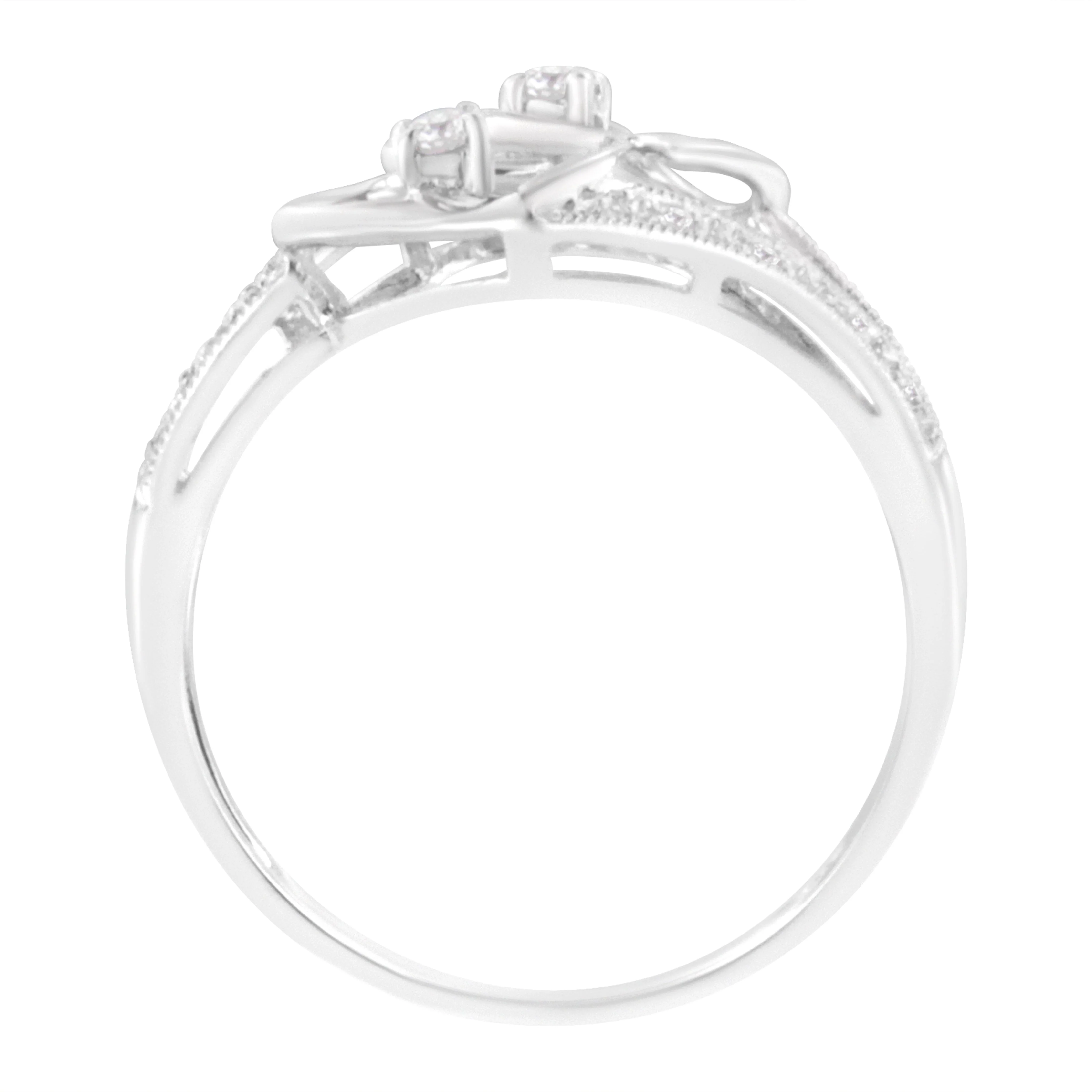 14KT White Gold 1/10 cttw Diamond Twin Heart Ring - Size 6.5 - Image 8