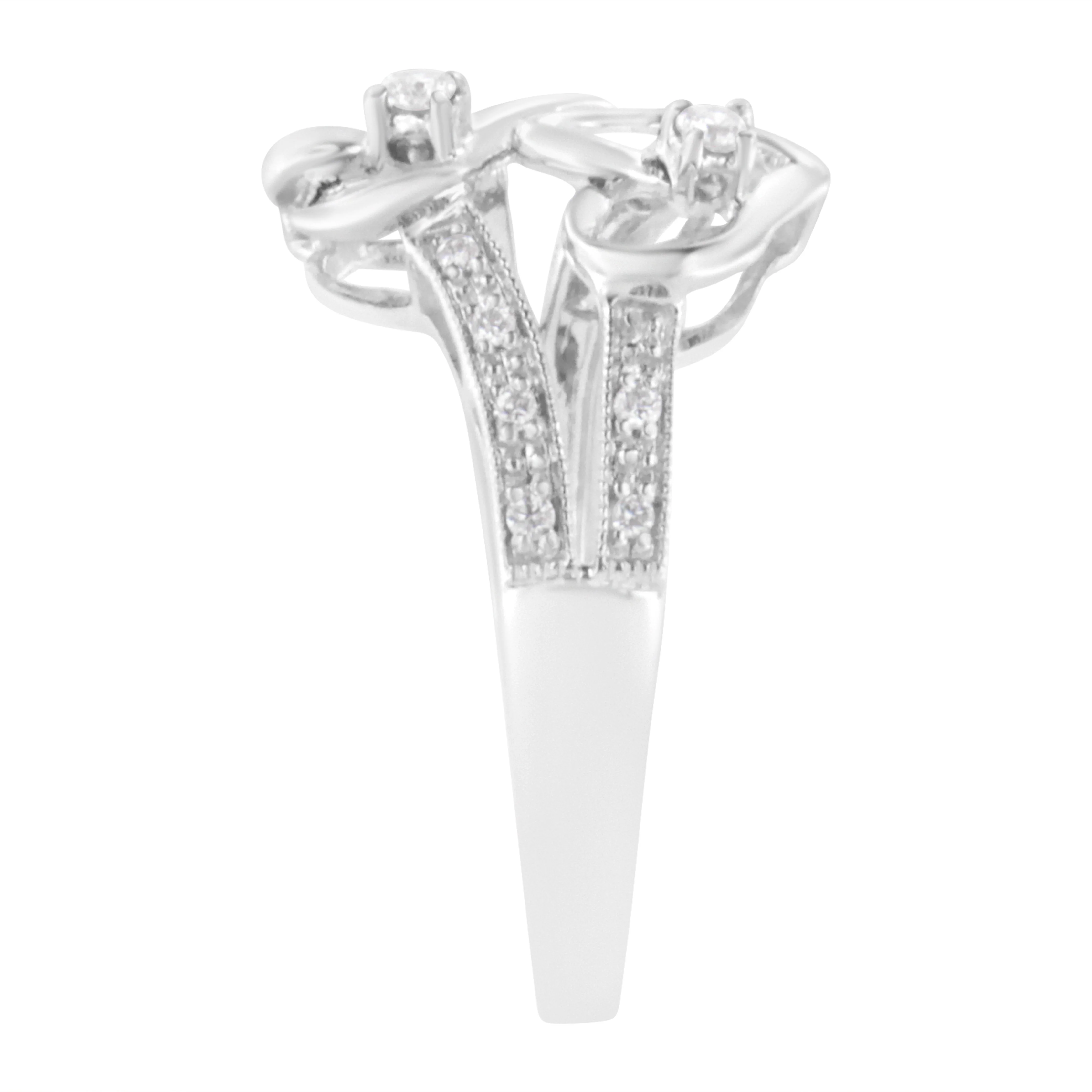 14KT White Gold 1/10 cttw Diamond Twin Heart Ring - Size 6.5 - Image 9