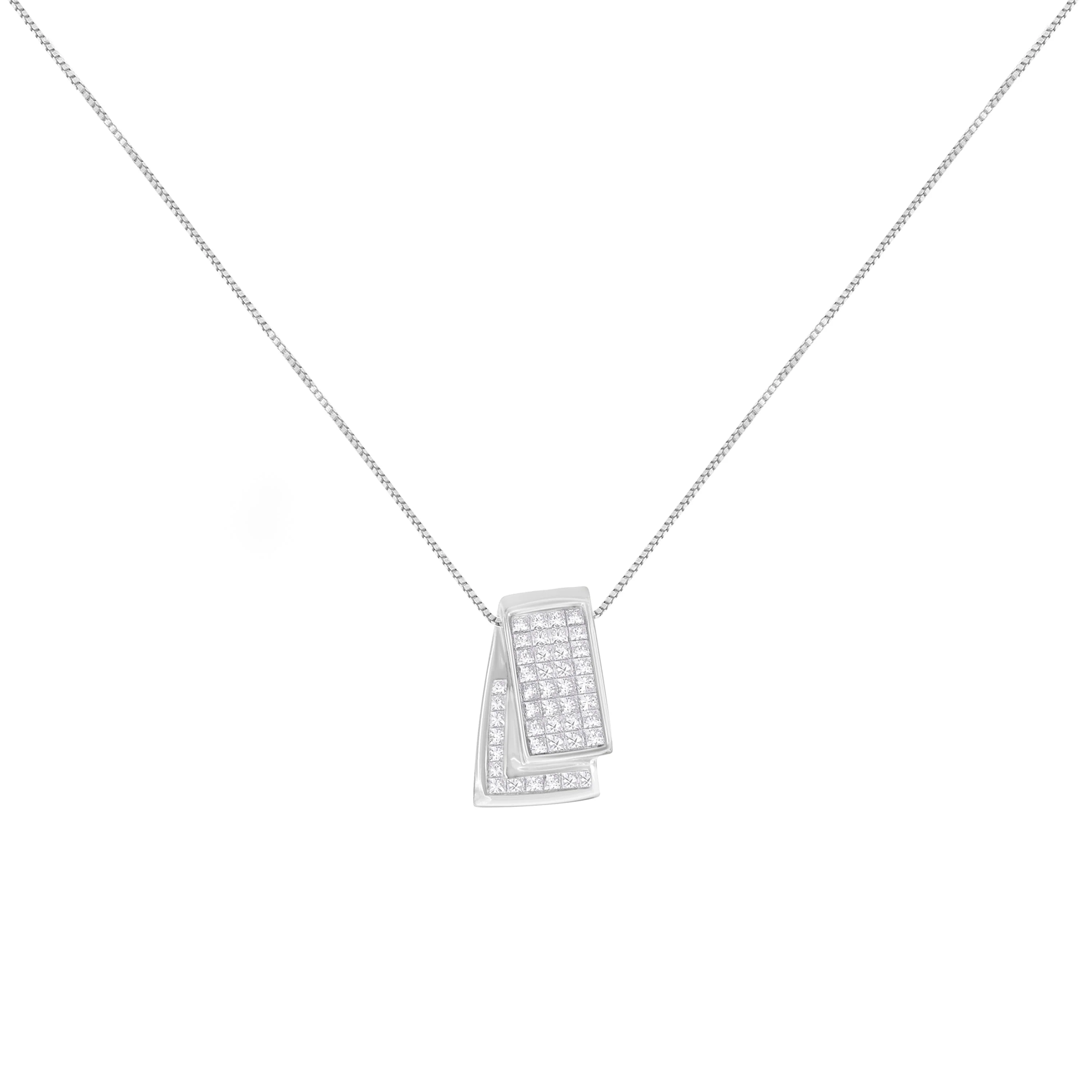 14KT White Gold Diamond Box Pendant Necklace (1 cttw, H-I Color, SI2-I1 Clarity) - Image 7
