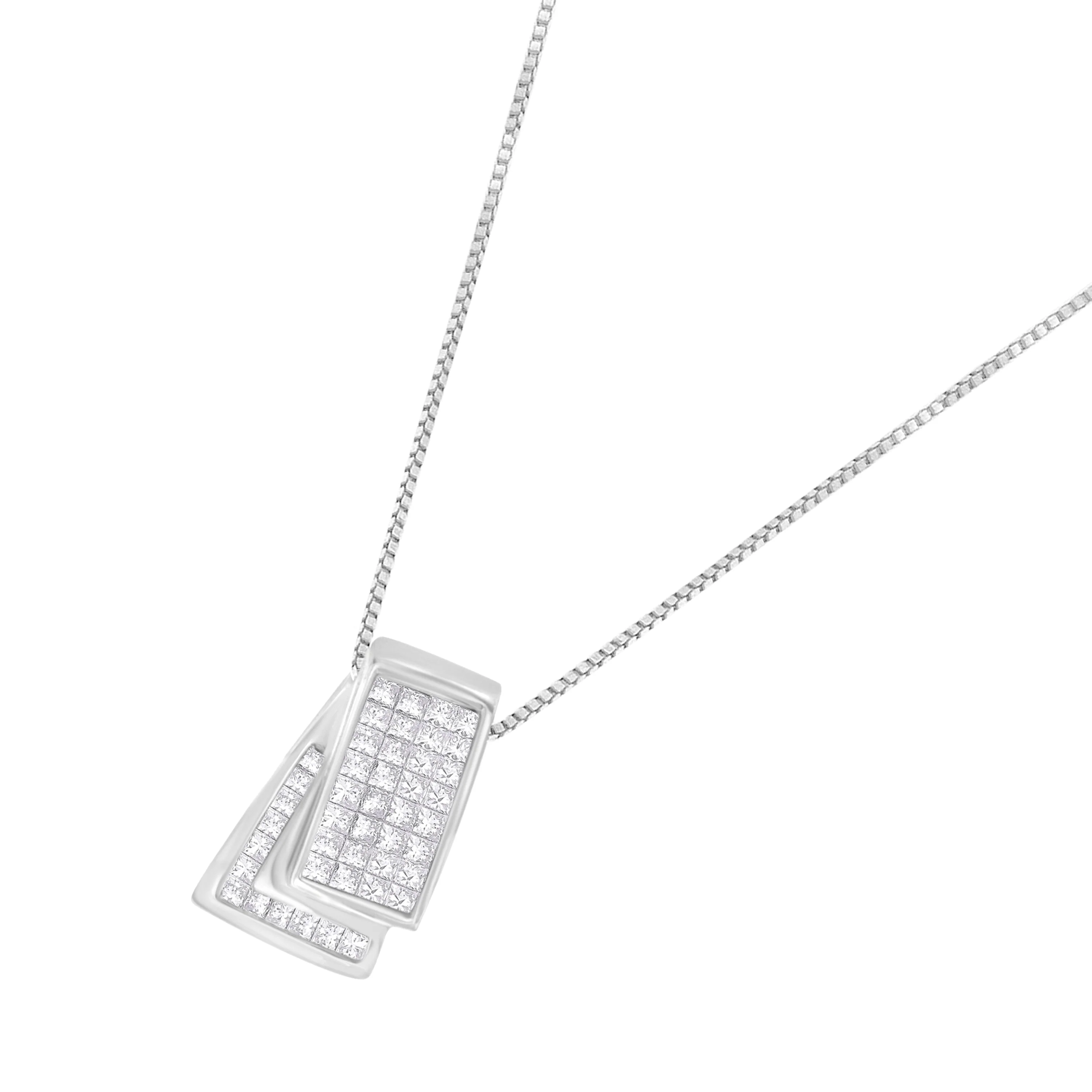 14KT White Gold Diamond Box Pendant Necklace (1 cttw, H-I Color, SI2-I1 Clarity) - Image 8