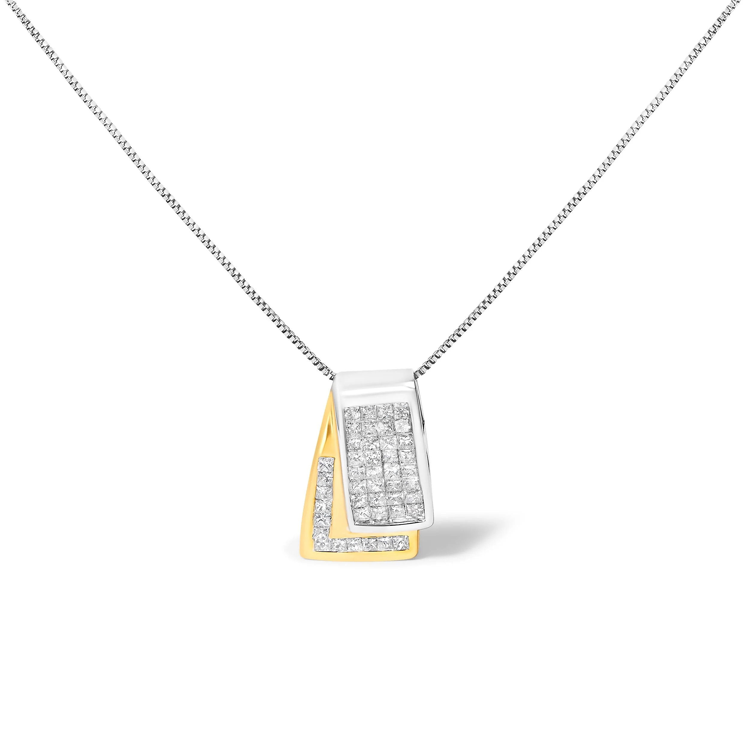 14KT White Gold Diamond Box Pendant Necklace (1 cttw, H-I Color, SI2-I1 Clarity) - Image 9