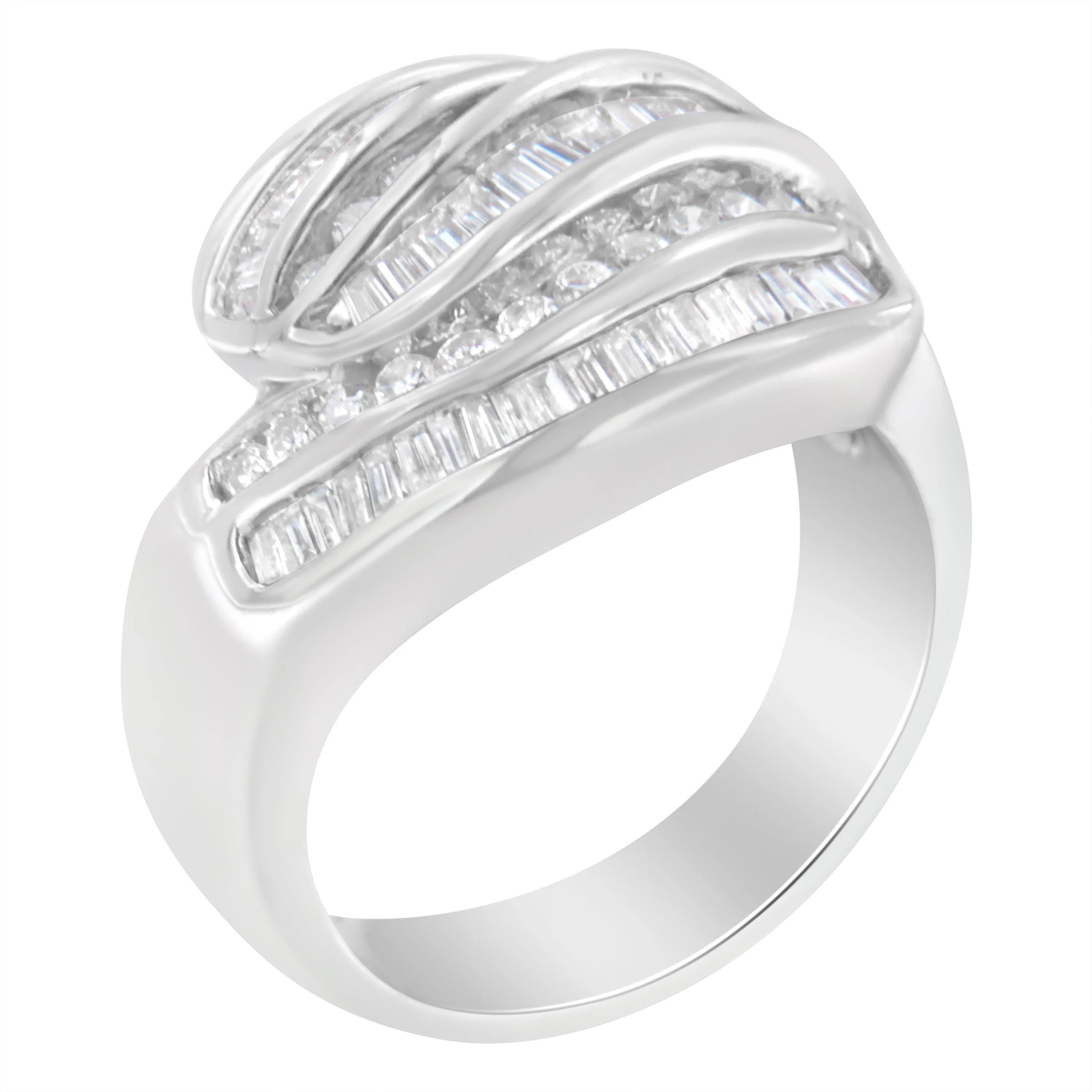 14KT White Gold Diamond Bypass Band Ring (1 cttw, H-I Color, SI1-SI2 Clarity) - Image 2