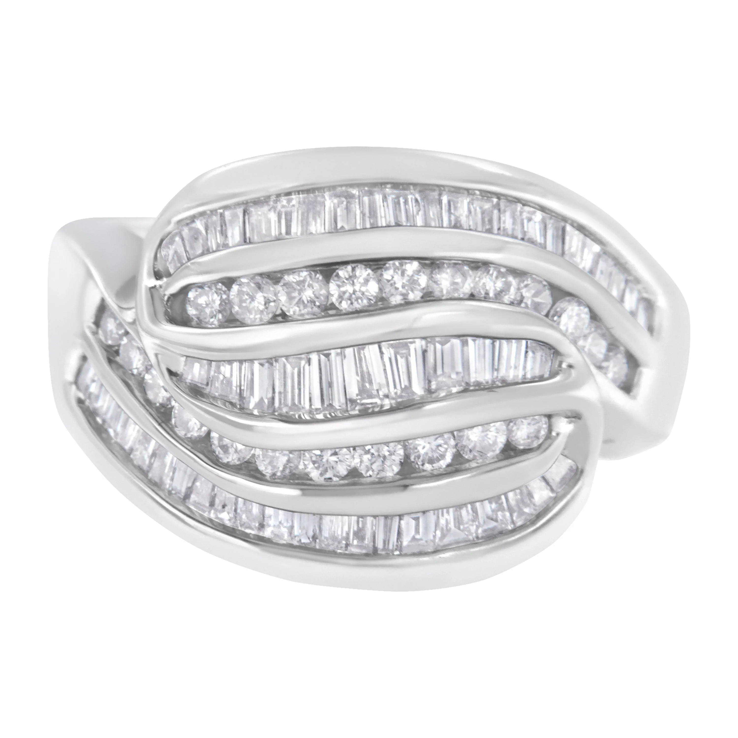 14KT White Gold Diamond Bypass Band Ring (1 cttw, H-I Color, SI1-SI2 Clarity) - Image 5