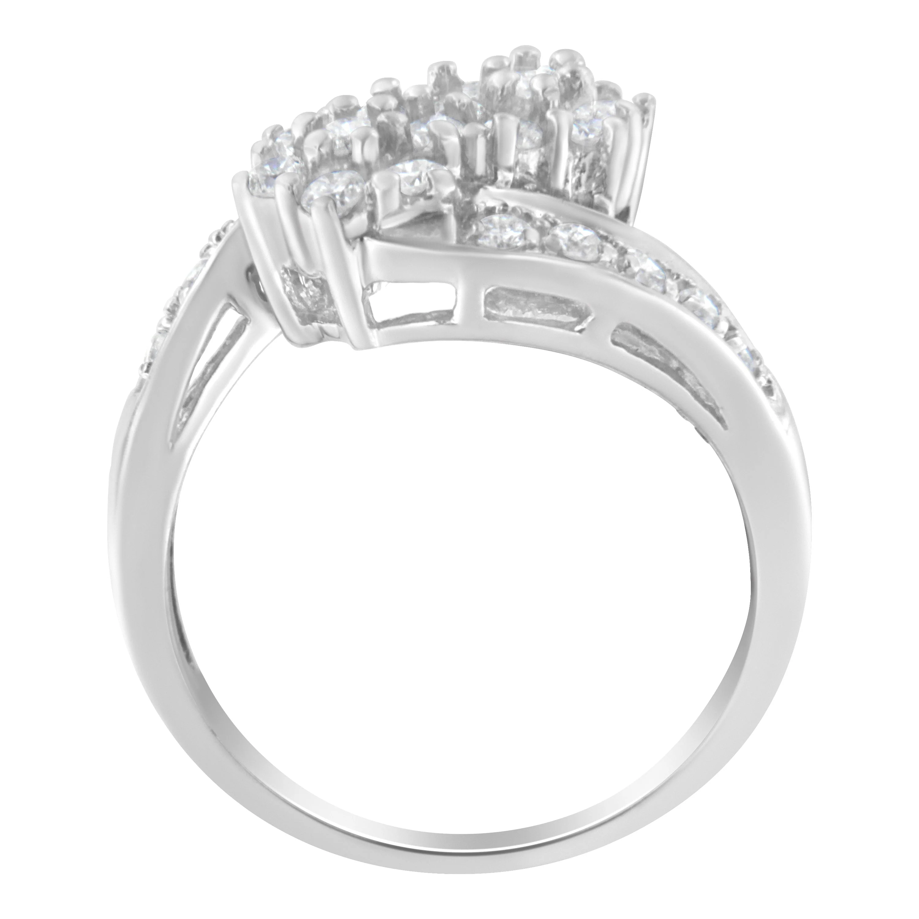 14KT White Gold Diamond Cluster Ring Band (7/8 cttw, H-I Color, I1-I2 Clarity) - Image 3
