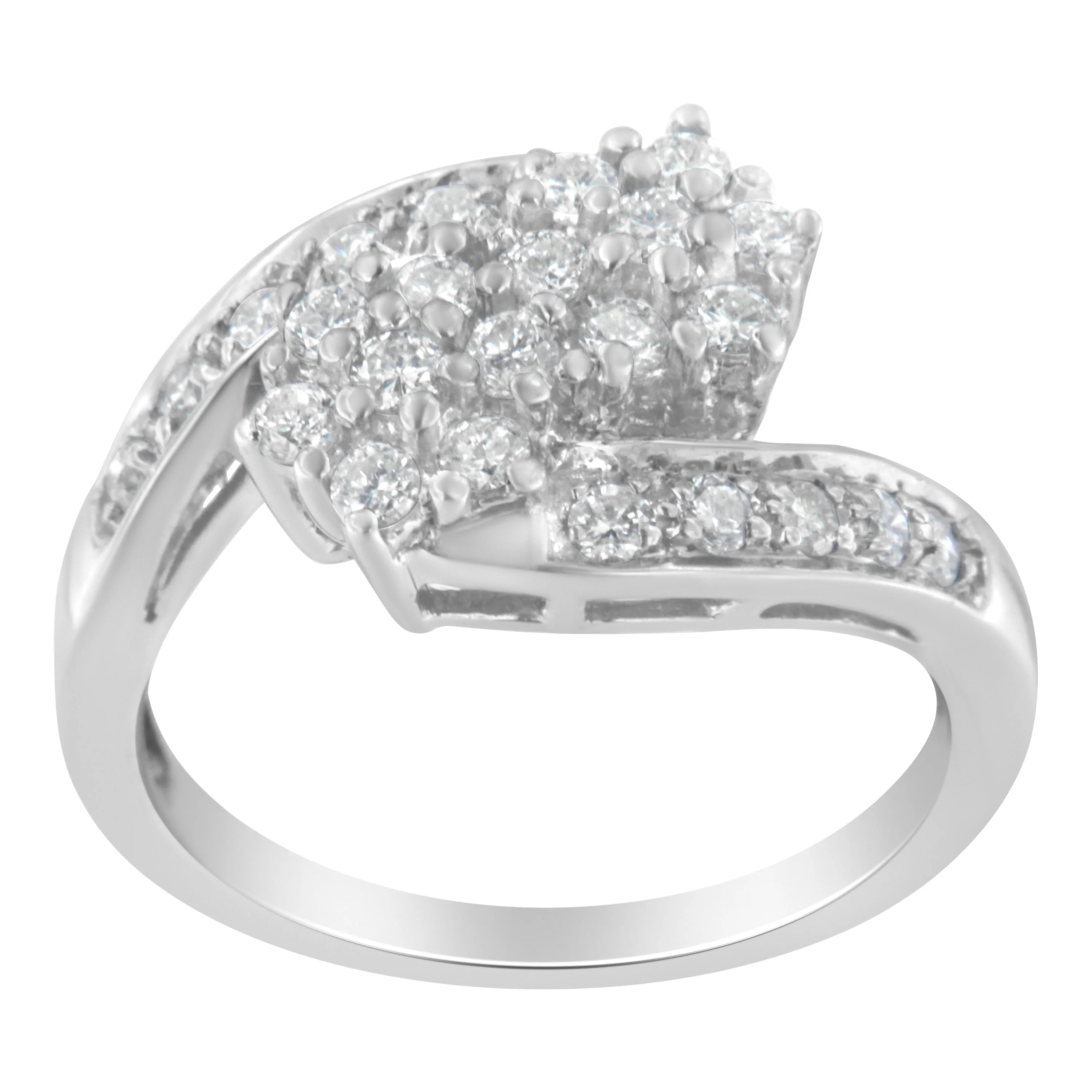 14KT White Gold Diamond Cluster Ring Band (7/8 cttw, H-I Color, I1-I2 Clarity) - Image 7
