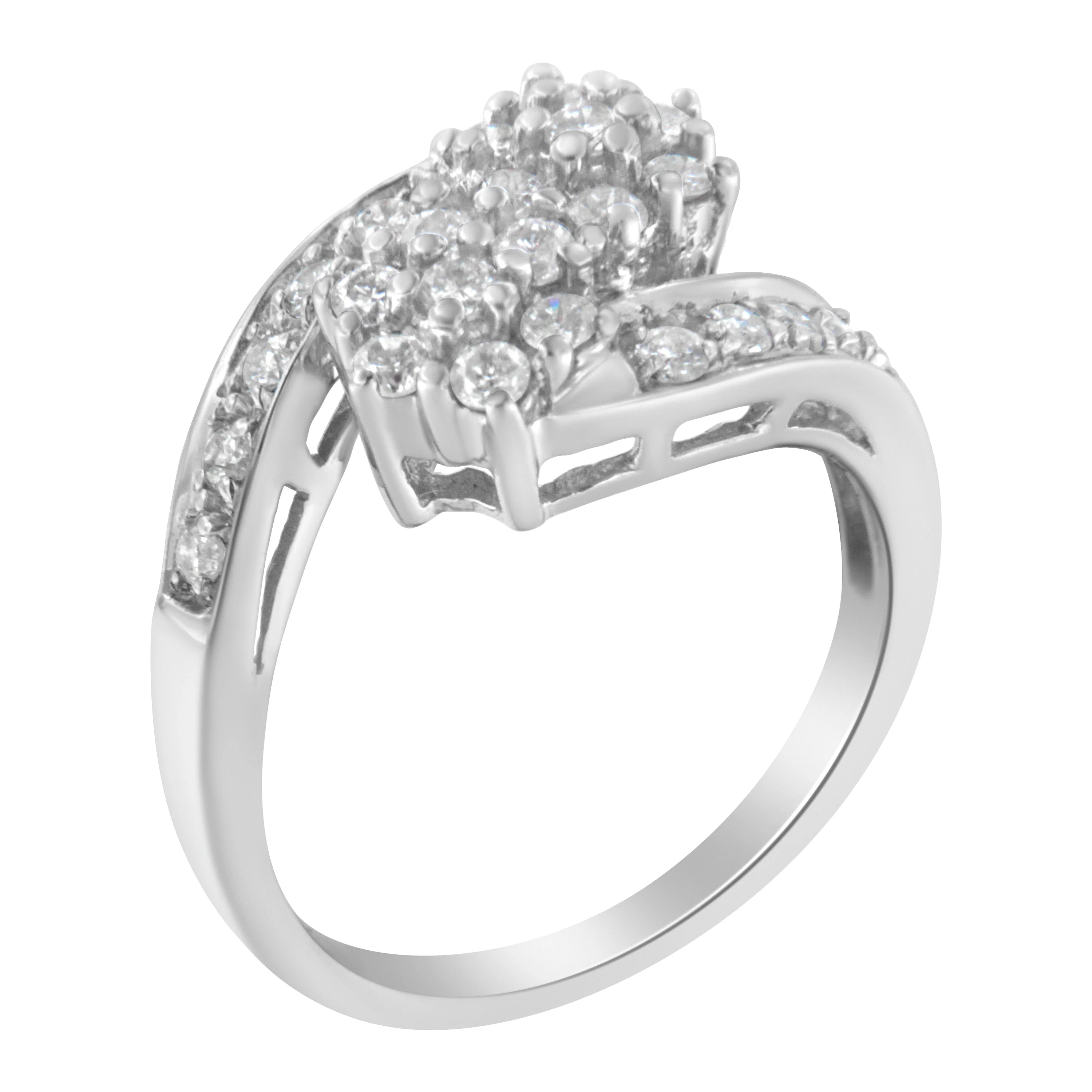 14KT White Gold Diamond Cluster Ring Band (7/8 cttw, H-I Color, I1-I2 Clarity) - Image 9