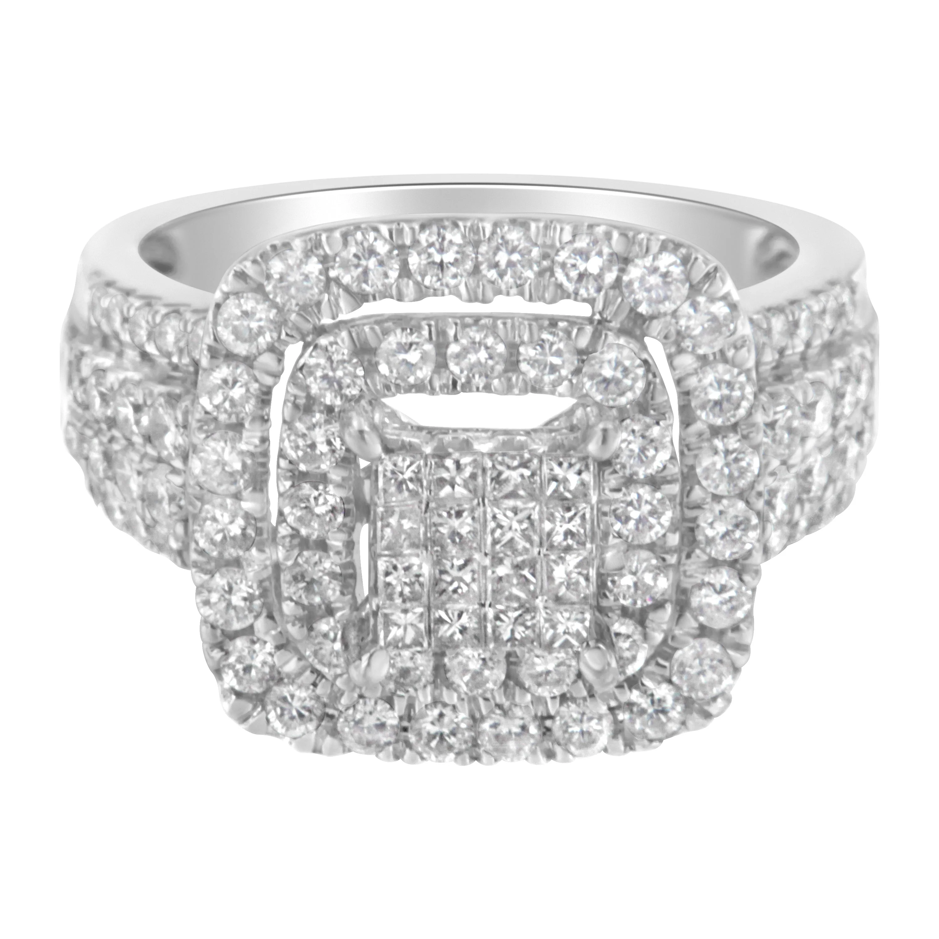14KT White Gold Diamond Cocktail Ring (1 1/2 cttw, H-I Color, SI2-I1 Clarity) - Image 4