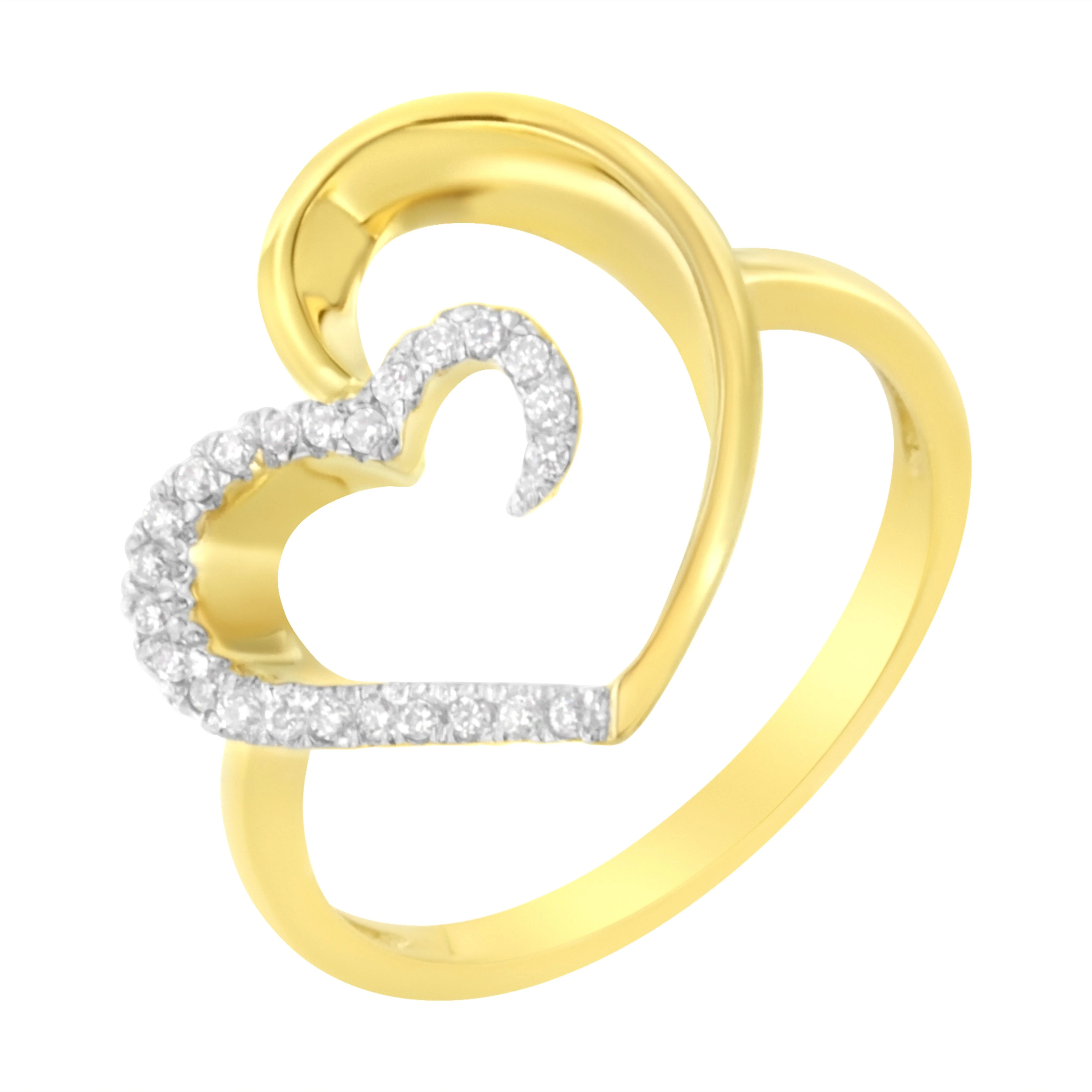 14KT Yellow Gold 1/10 ctw. Diamond Heart Shape Ring (K-L, I1-I2) - Size 7 - Image 7