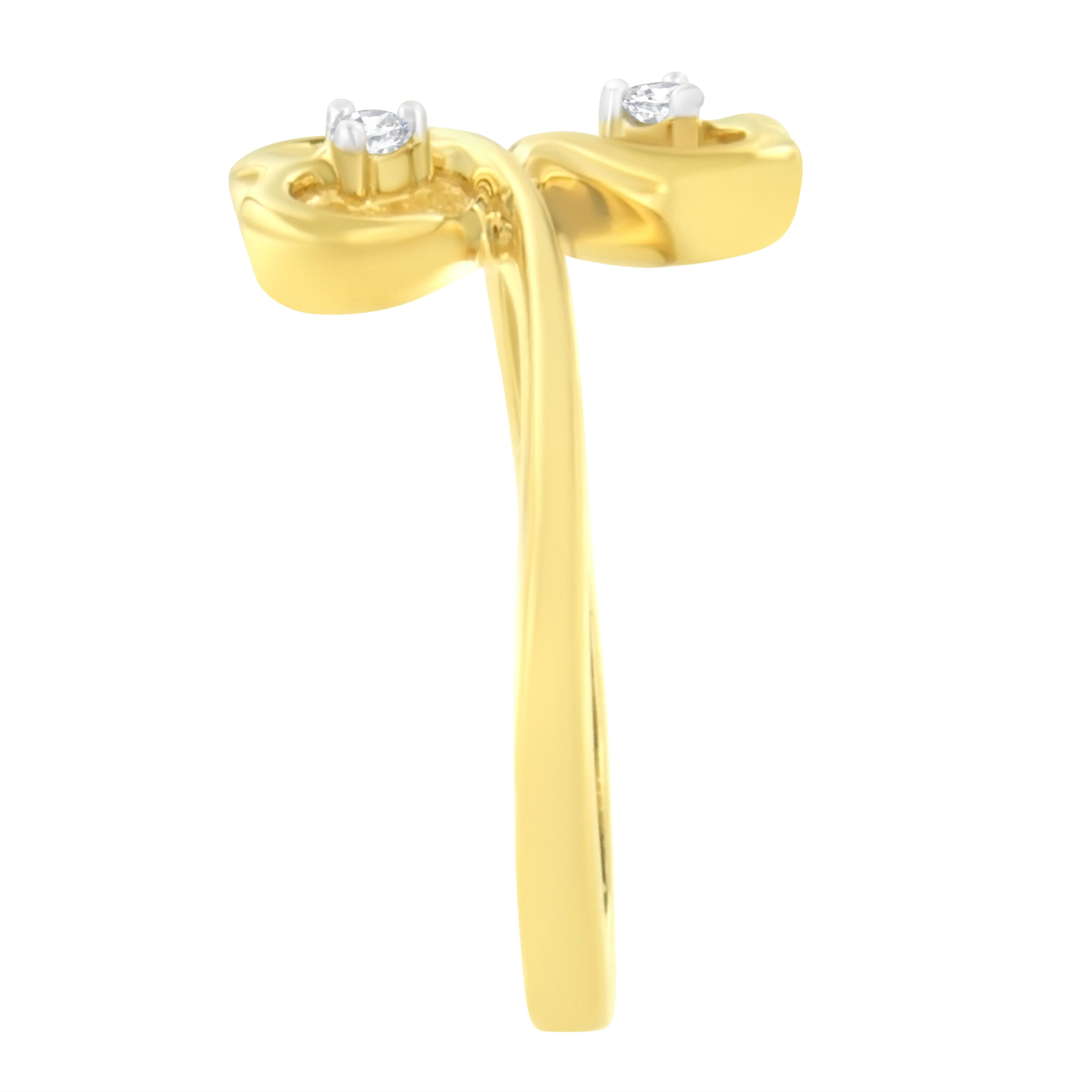 14KT Yellow Gold 1/20 ctw. Dual Heart Diamond Ring (K-L, I1-I2) - Size 7 - Image 9