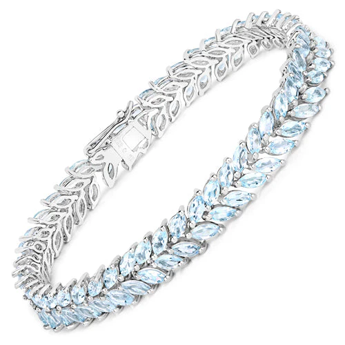 15.04 Carat Genuine Blue Topaz .925 Sterling Silver Bracelet - Image 5