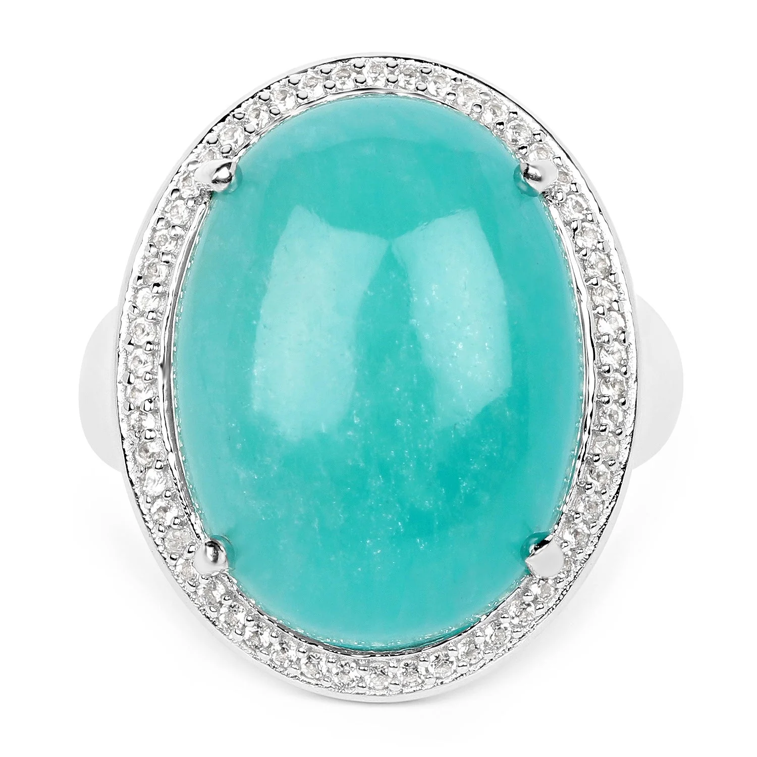 15.09 Carat Genuine Amazanite And White Topaz .925 Sterling Silver Ring - Image 3