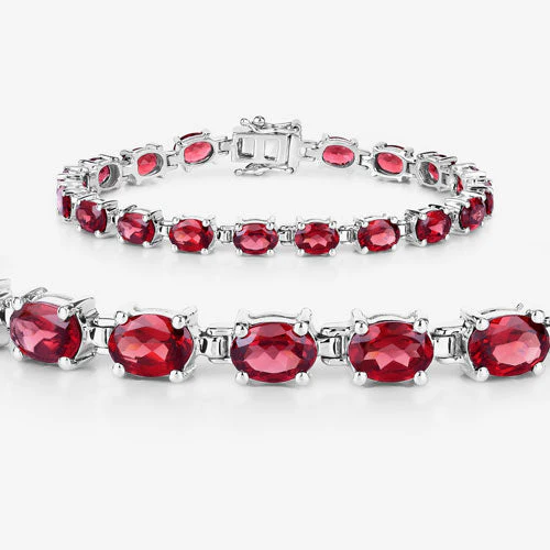 15.30 Carat Genuine Garnet .925 Sterling Silver Bracelet - Image 12