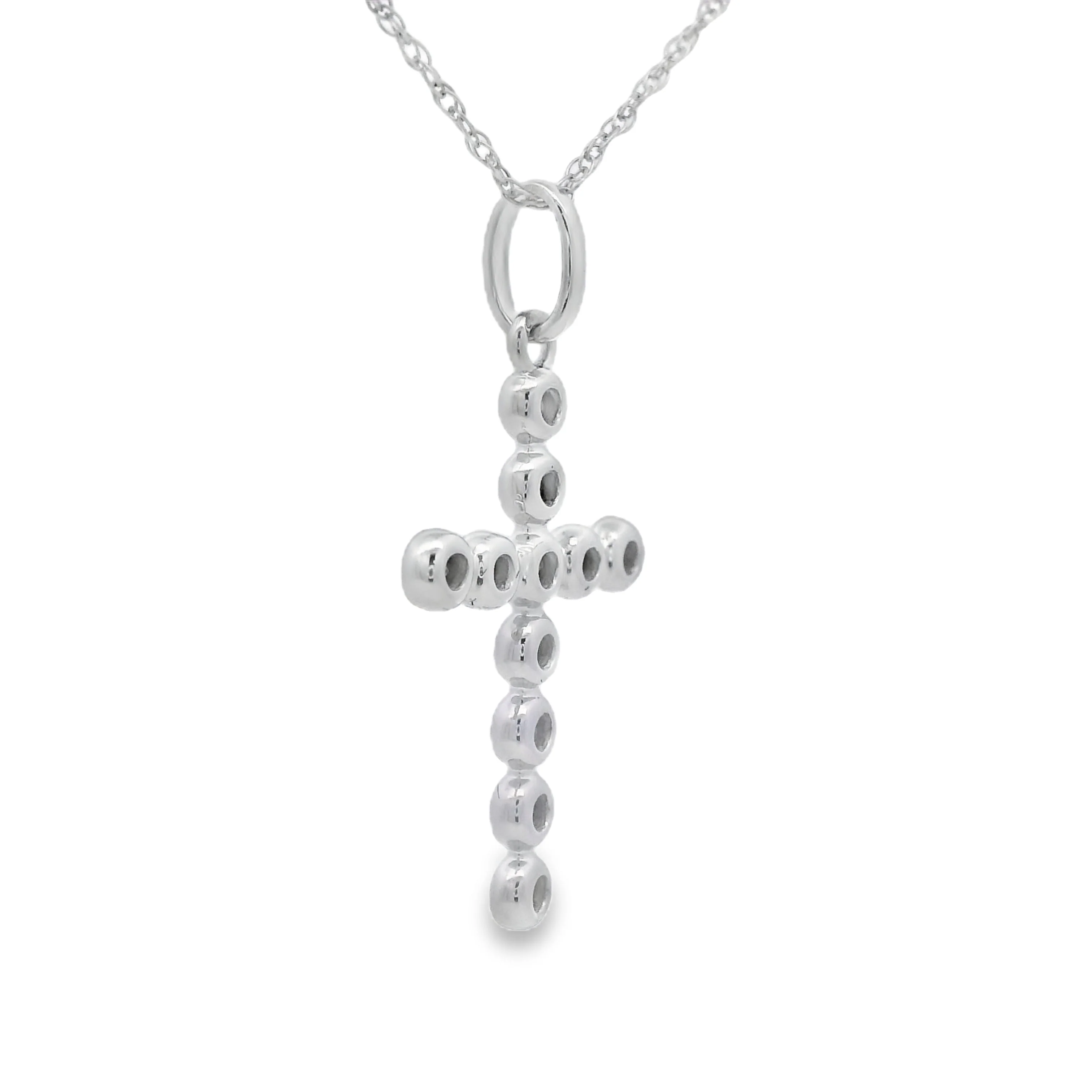 .15ct Diamond Cross Religious Pendant 14KT White Gold - Image 2