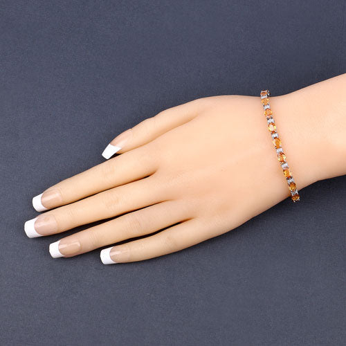 16.73 Carat Genuine Orange Sapphire and White Diamond 14K White Gold Bracelet - Image 7