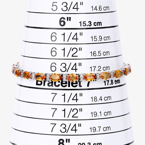 16.73 Carat Genuine Orange Sapphire and White Diamond 14K White Gold Bracelet - Image 9