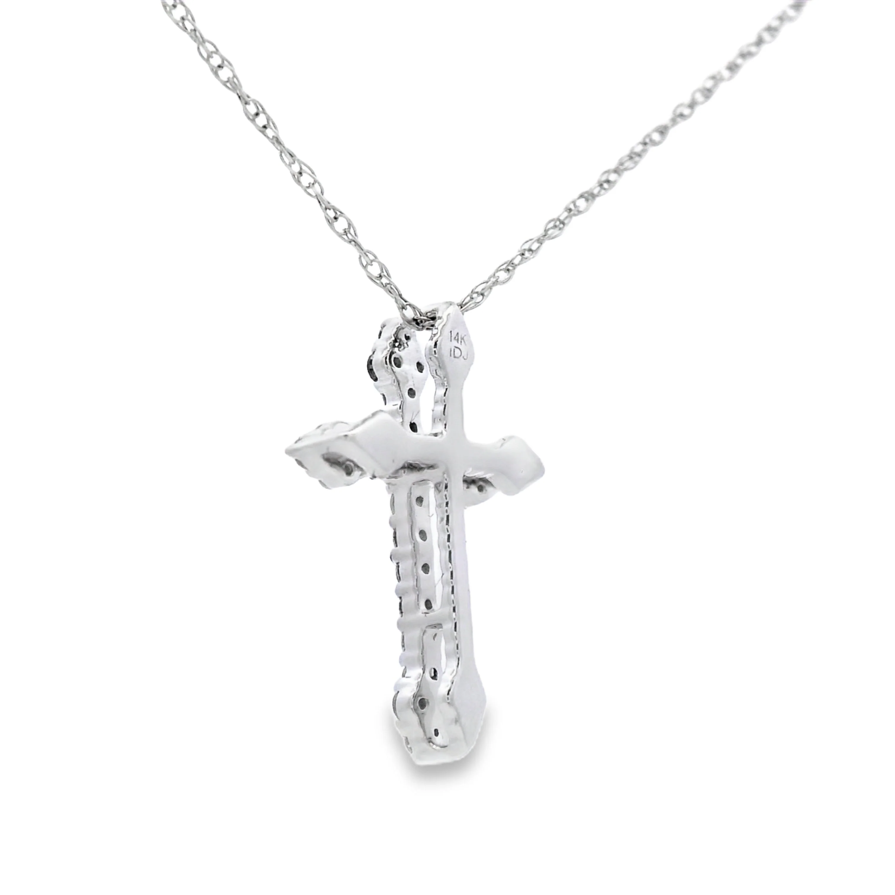 .16ct Diamond Cross Religious Pendant 14KT White Gold - Image 2