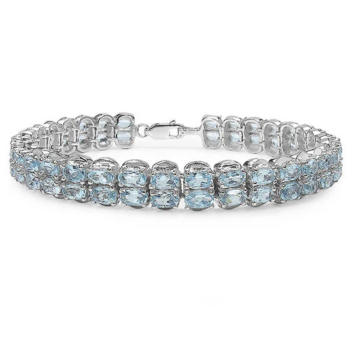 18.00 Carat Genuine Blue Topaz .925 Sterling Silver Bracelet - Image 3