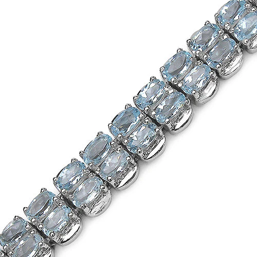 18.00 Carat Genuine Blue Topaz .925 Sterling Silver Bracelet - Image 4