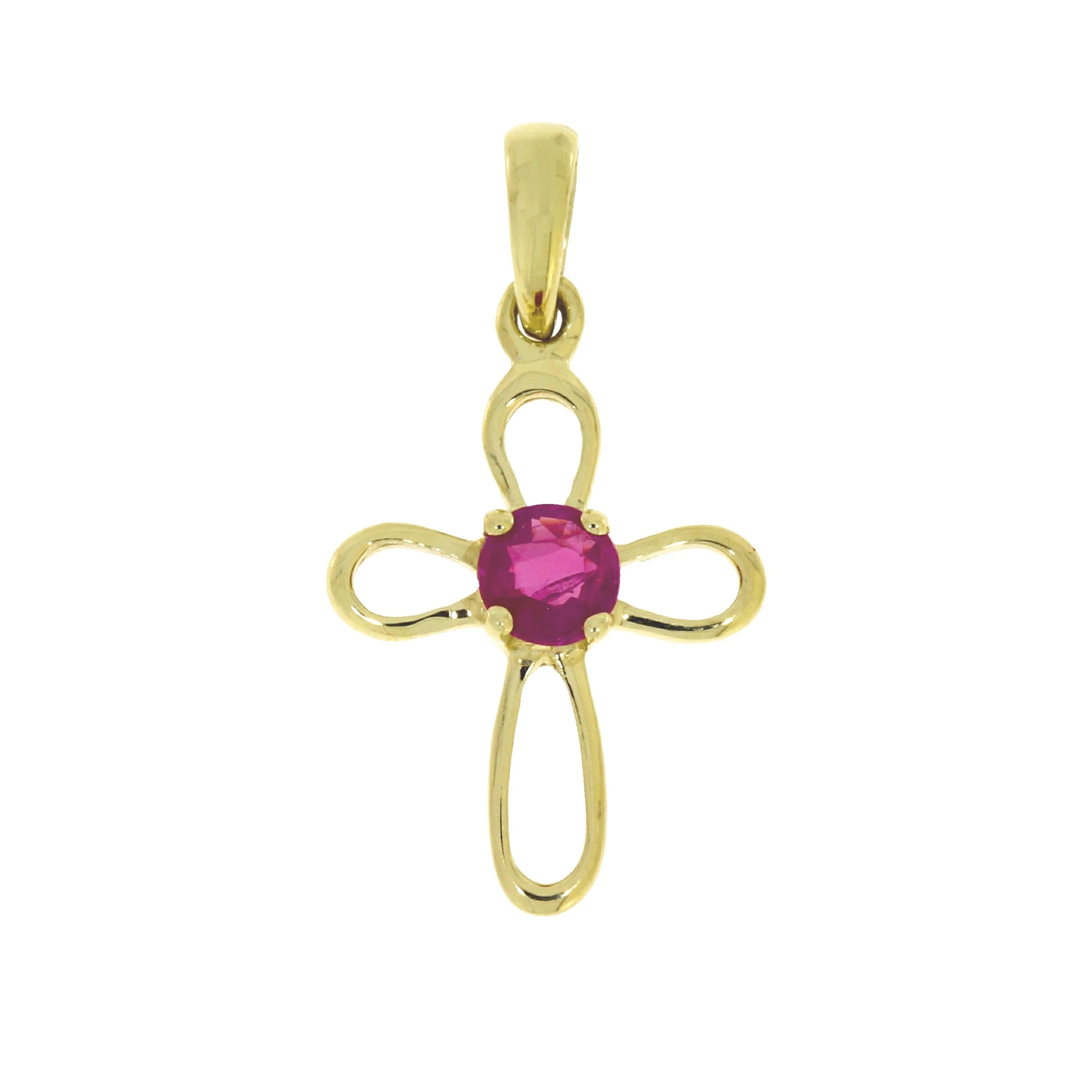 .18ct Ruby Cross Religious Pendant 10KT Yellow Gold - Image 2