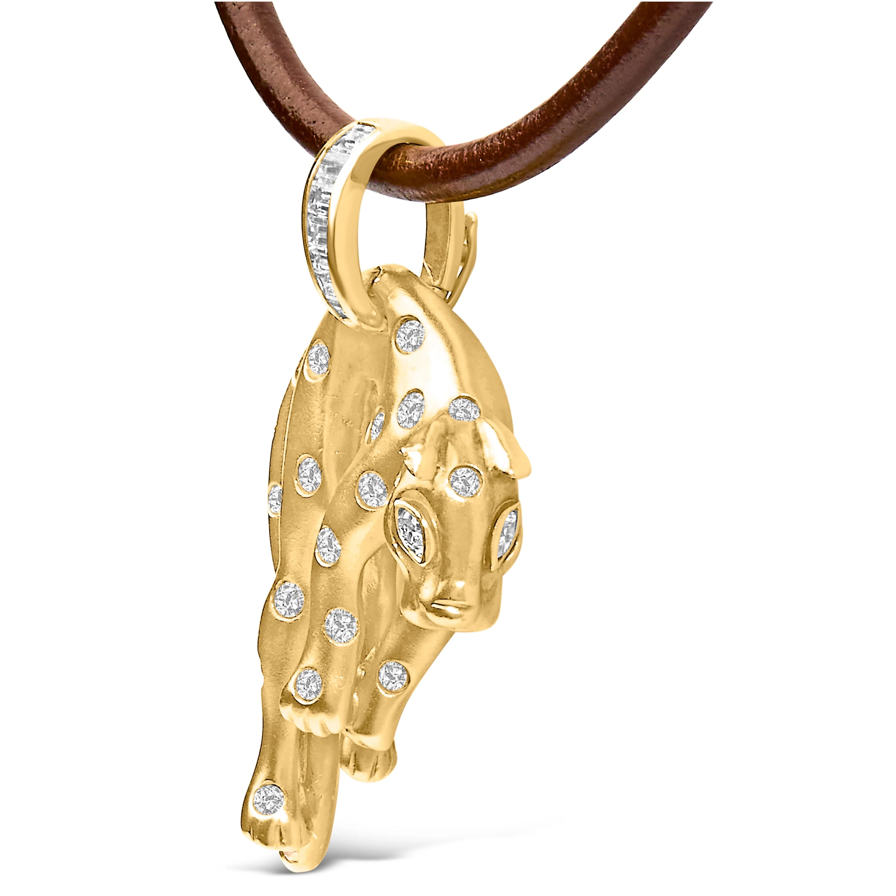 18K 1.00 Cttw Diamond Cat and Bail Pendant Necklace Collar with Matte Finish (F-G Color, VS2-SI1 Clarity) - Image 3