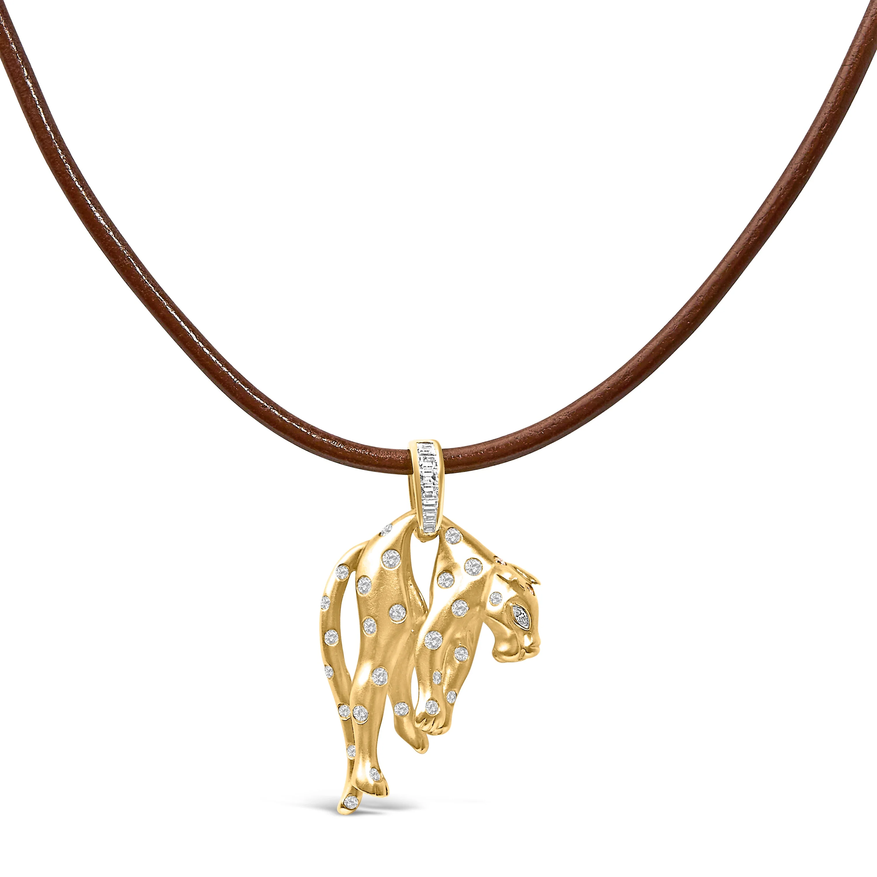 18K 1.00 Cttw Diamond Cat and Bail Pendant Necklace Collar with Matte Finish (F-G Color, VS2-SI1 Clarity) - Image 4