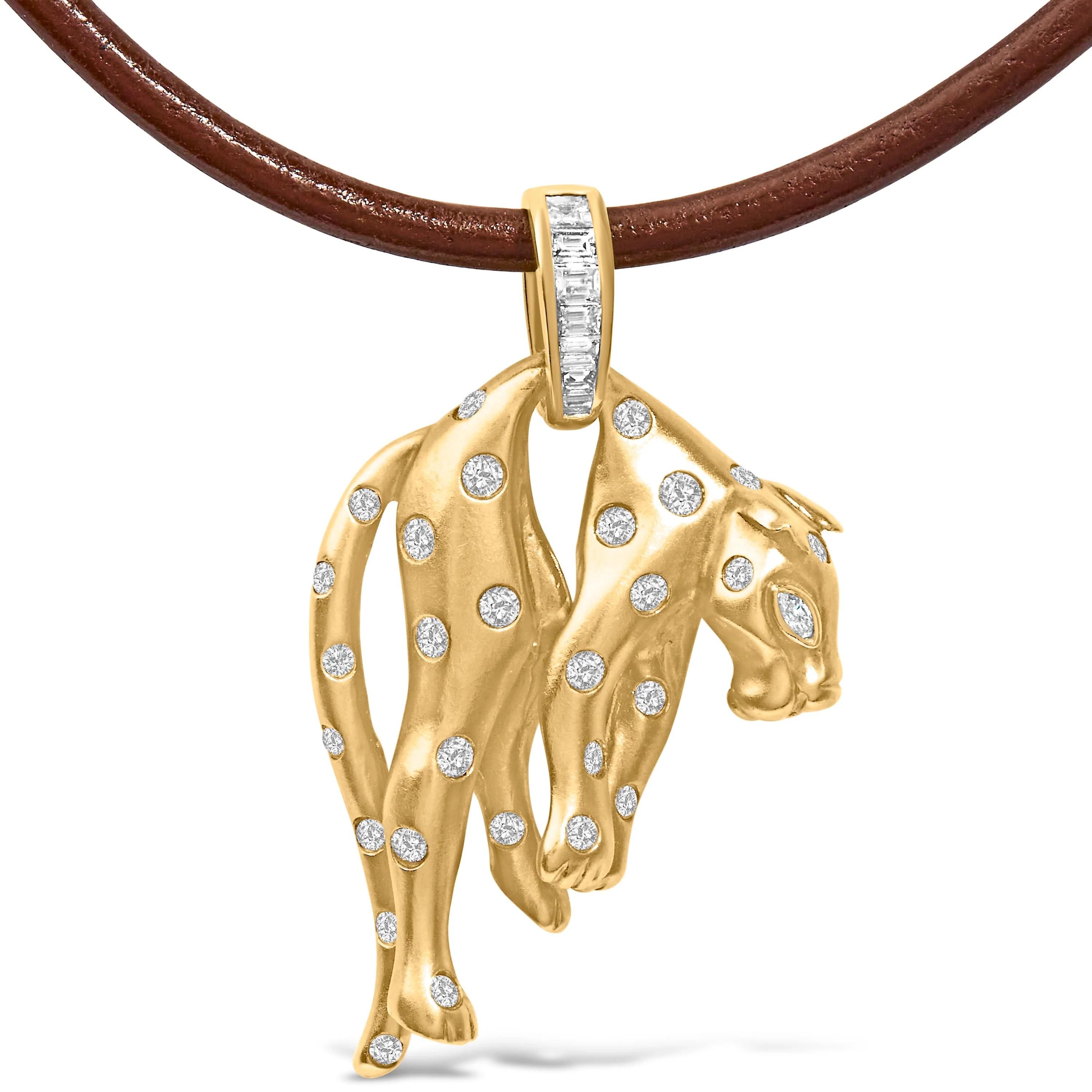 18K 1.00 Cttw Diamond Cat and Bail Pendant Necklace Collar with Matte Finish (F-G Color, VS2-SI1 Clarity) - Image 5