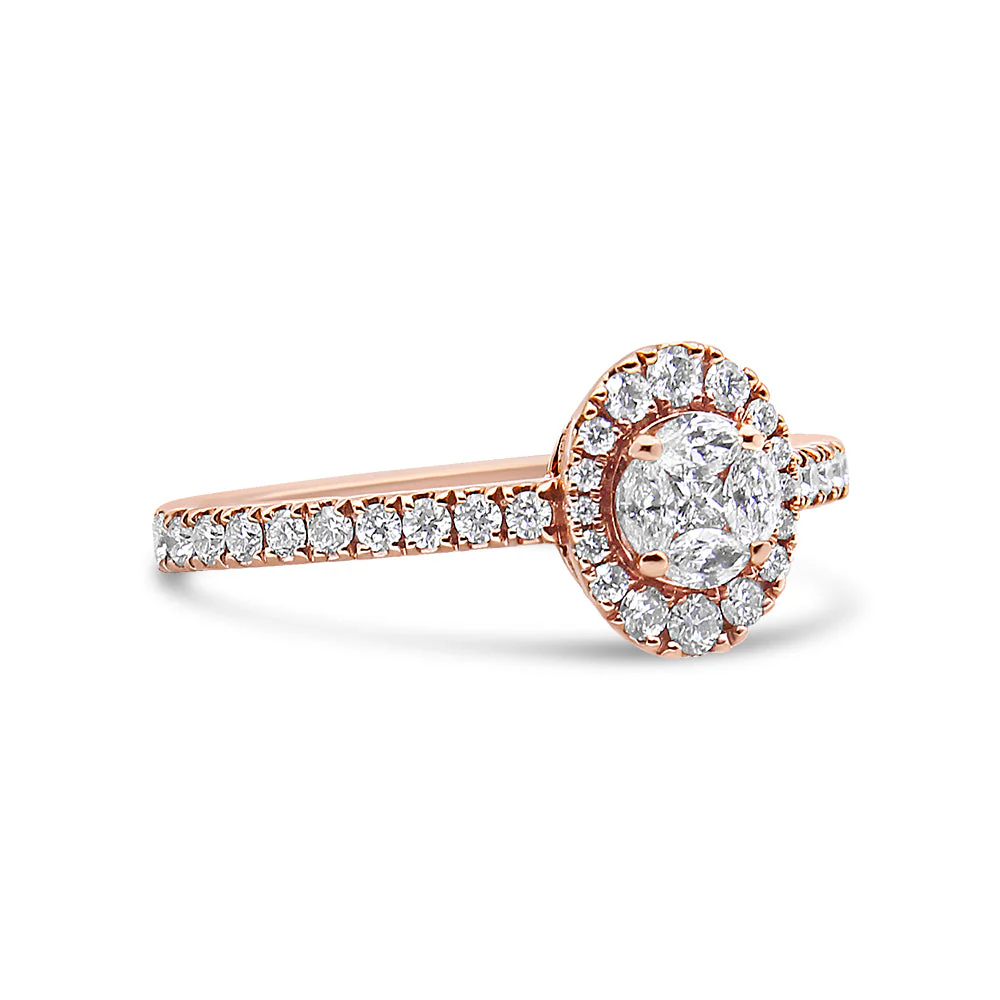 18K Rose Gold 1/2 Cttw Composite Marquise Composite Diamond Oval Shaped Halo Engagement Ring (F-G Color, VS1-VS2 Clarity) - Ring Size 7 - Image 2