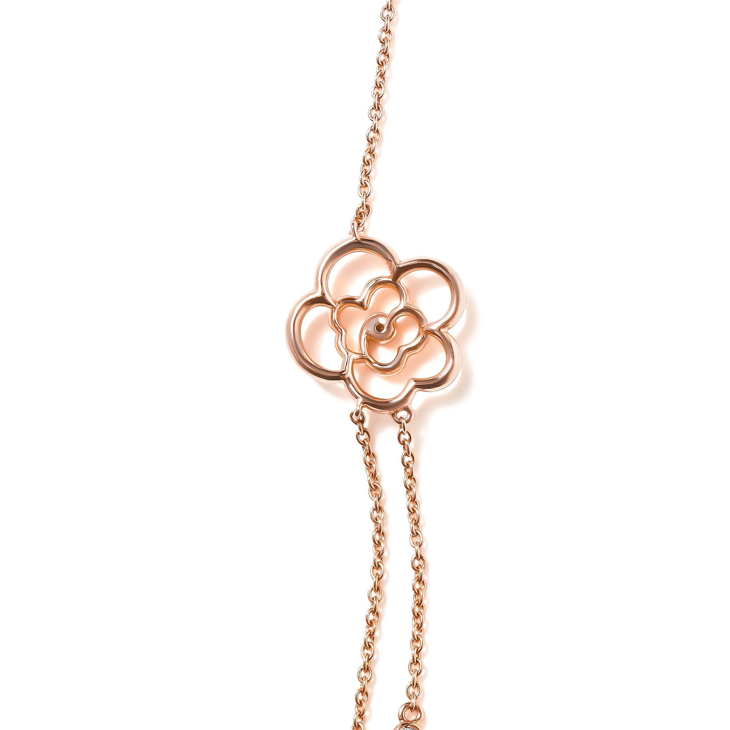 18K Rose Gold 1/2 Cttw Diamond and Freshwater Pearl Double Strand Station Necklace (G-H Color, SI1-SI2 Clarity) - Adjustable up to 16" to 20" - Image 7