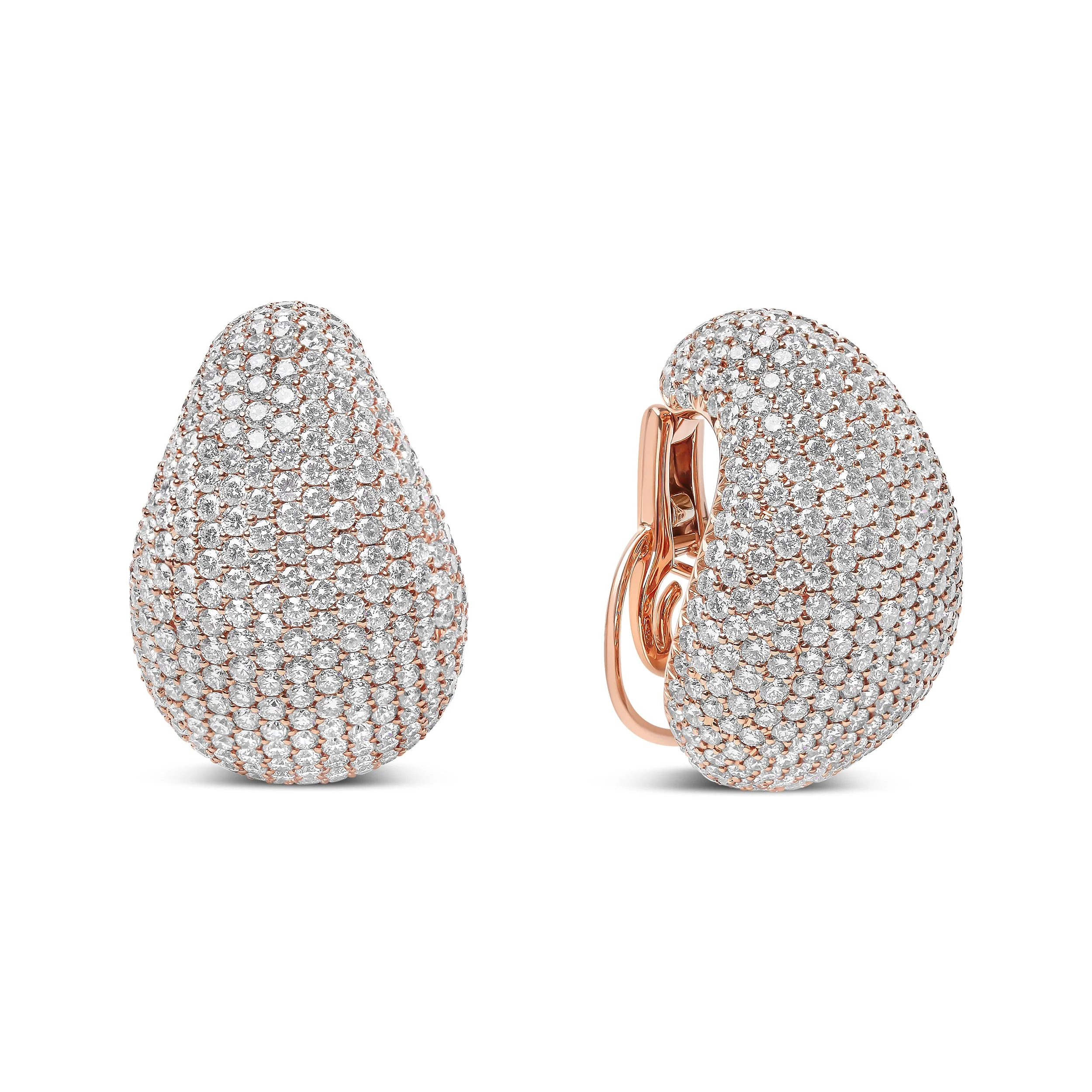 18K Rose Gold 13 1/5 Cttw Micro-Pave Diamond Sculptural Design Statement Omega Back Earrings (G-H Color, SI1-SI2 Clarity) - Image 4