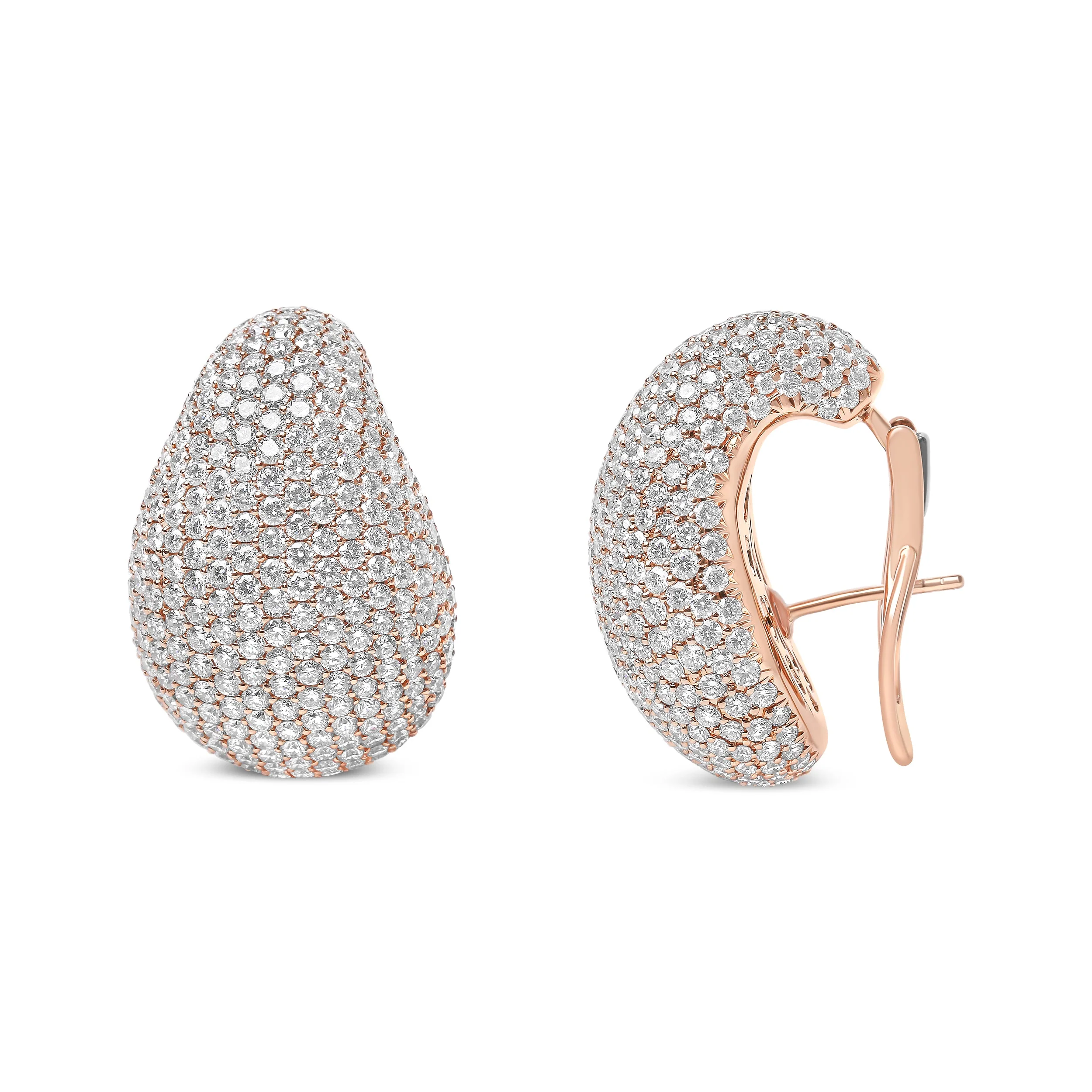 18K Rose Gold 13 1/5 Cttw Micro-Pave Diamond Sculptural Design Statement Omega Back Earrings (G-H Color, SI1-SI2 Clarity) - Image 5