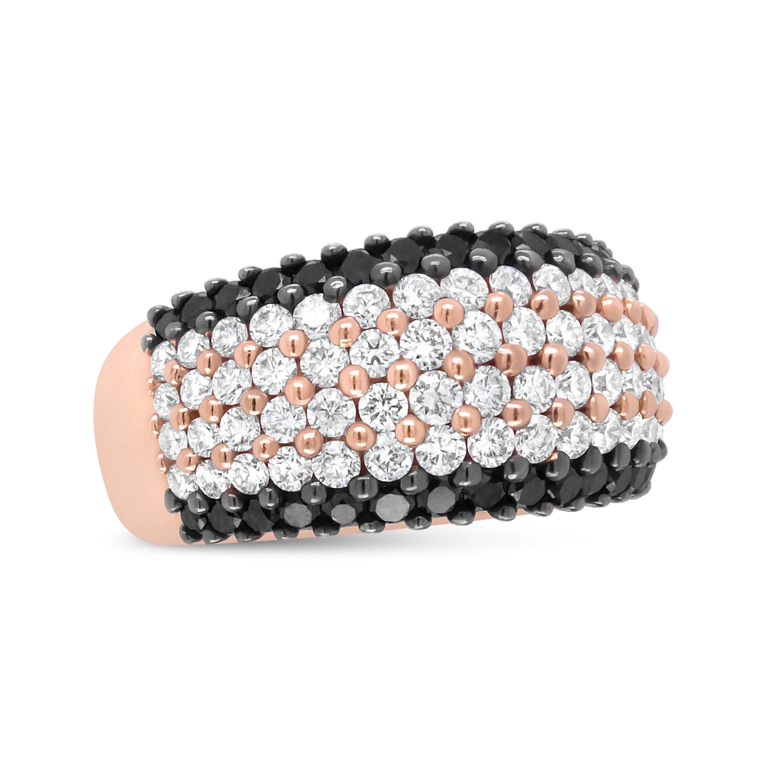 18K Rose Gold 2 1/5 Cttw Black and White Diamond 6 Row Band Ring (F-G and Black Color, VS1-VS2 Clarity) - Ring Size 7 - Image 6