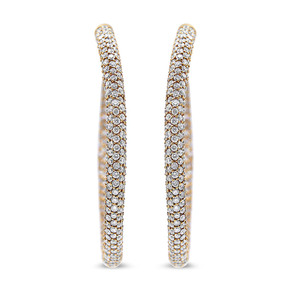 18K Rose Gold 6.90 Cttw Pave Set Diamond Inside Out Eternity Hoop Earrings (F-G Color, VS1-VS2 Clarity) - Image 2
