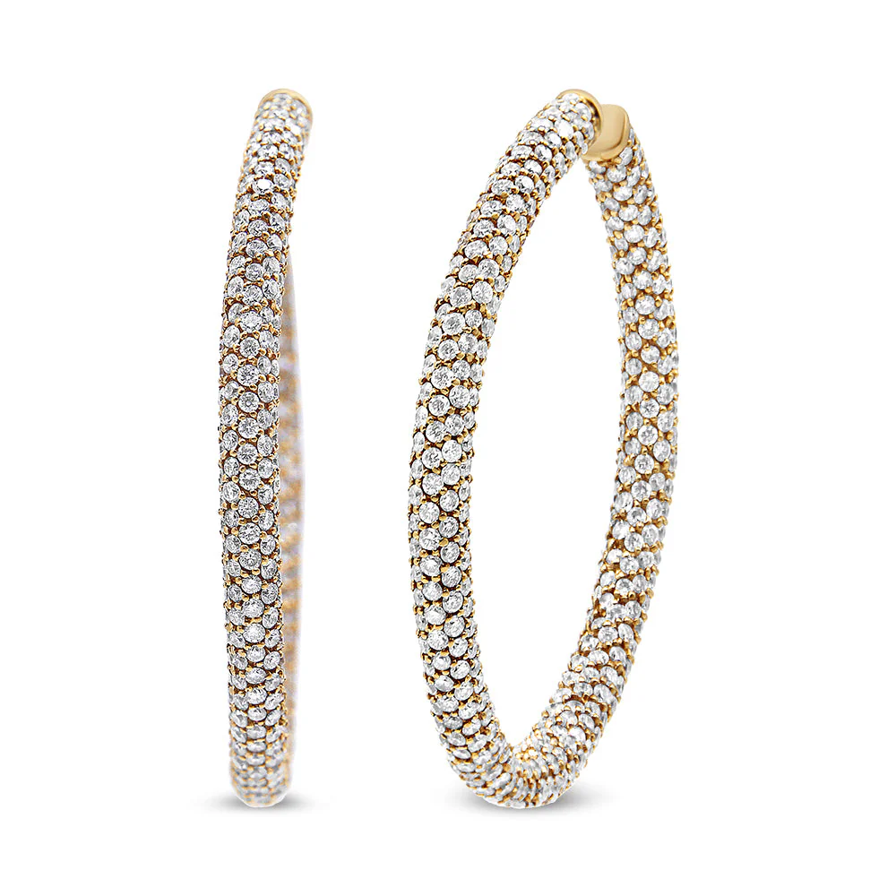 18K Rose Gold 6.90 Cttw Pave Set Diamond Inside Out Eternity Hoop Earrings (F-G Color, VS1-VS2 Clarity) - Image 3