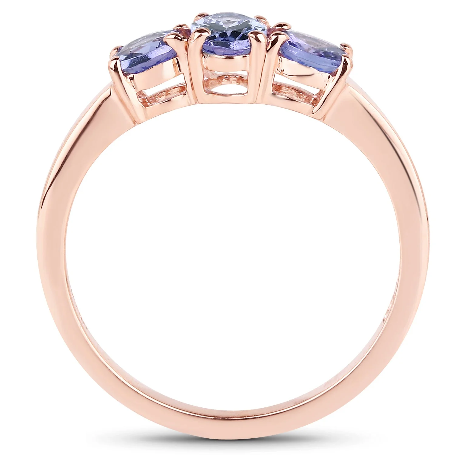 18K Rose Gold Plated 0.90 Carat Genuine Tanzanite .925 Sterling Silver Ring - Image 2