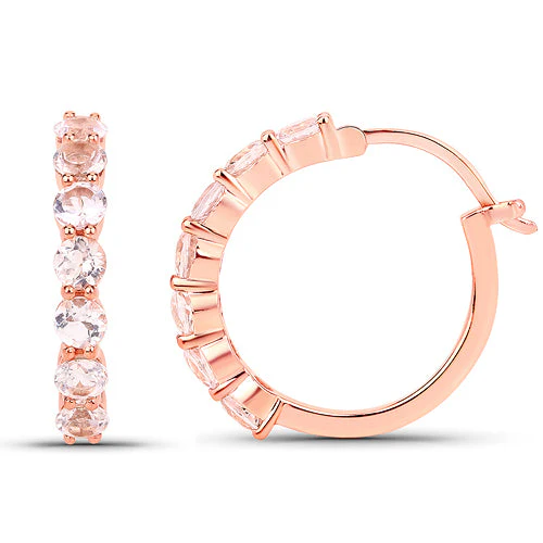 18K Rose Gold Plated 1.68 Carat Genuine Morganite .925 Sterling Silver Earrings - Image 2