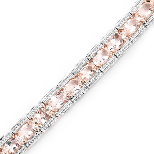 18K Rose Gold Plated 11.60 Carat Genuine Morganite .925 Sterling Silver Bracelet - Image 8