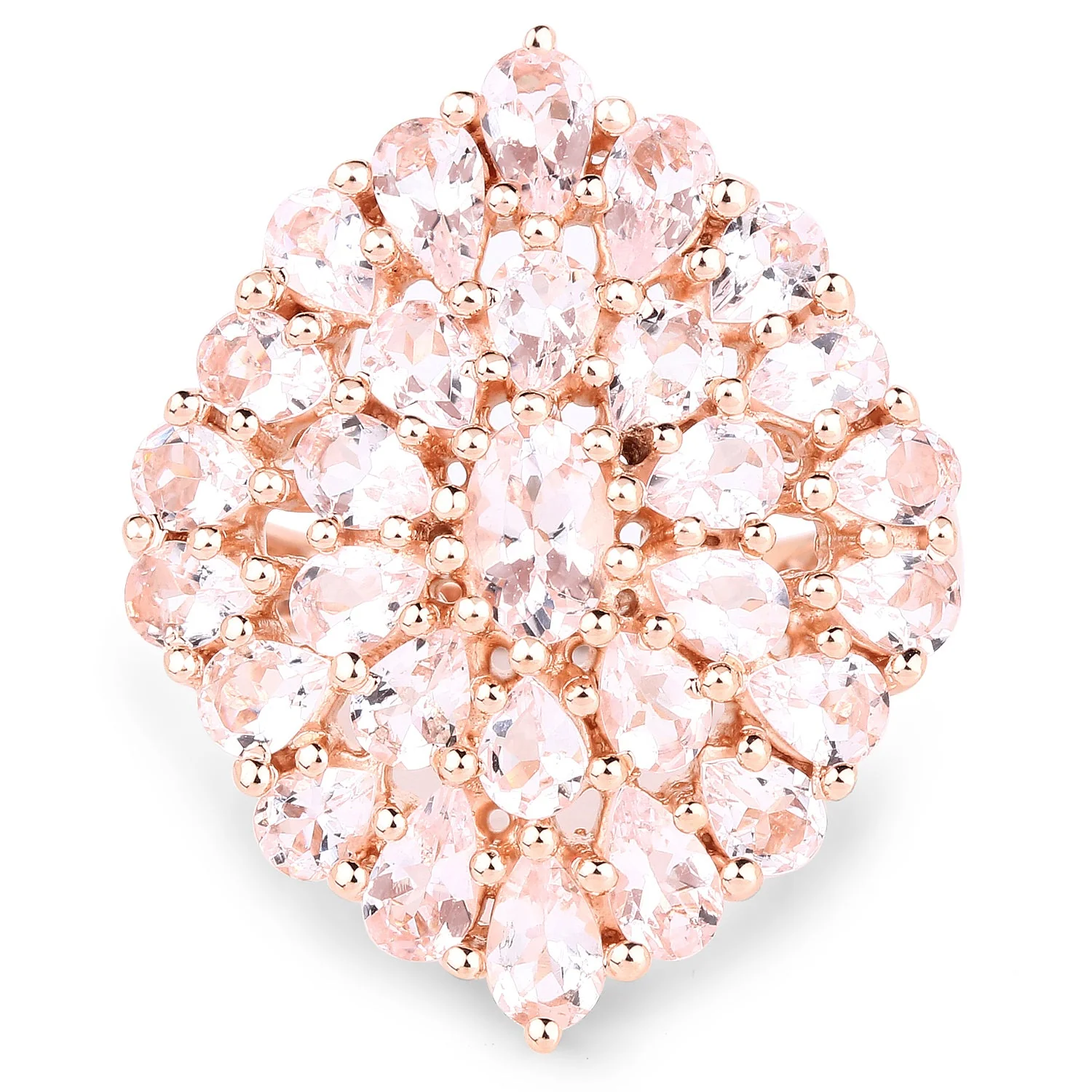 18K Rose Gold Plated 4.55 Carat Genuine Morganite .925 Sterling Silver Ring - Image 3