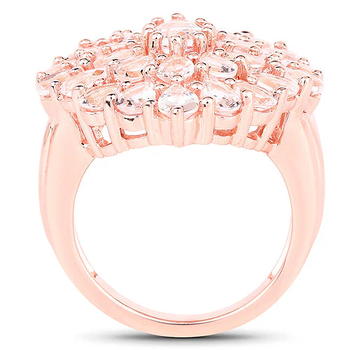 18K Rose Gold Plated 4.55 Carat Genuine Morganite .925 Sterling Silver Ring - Image 5