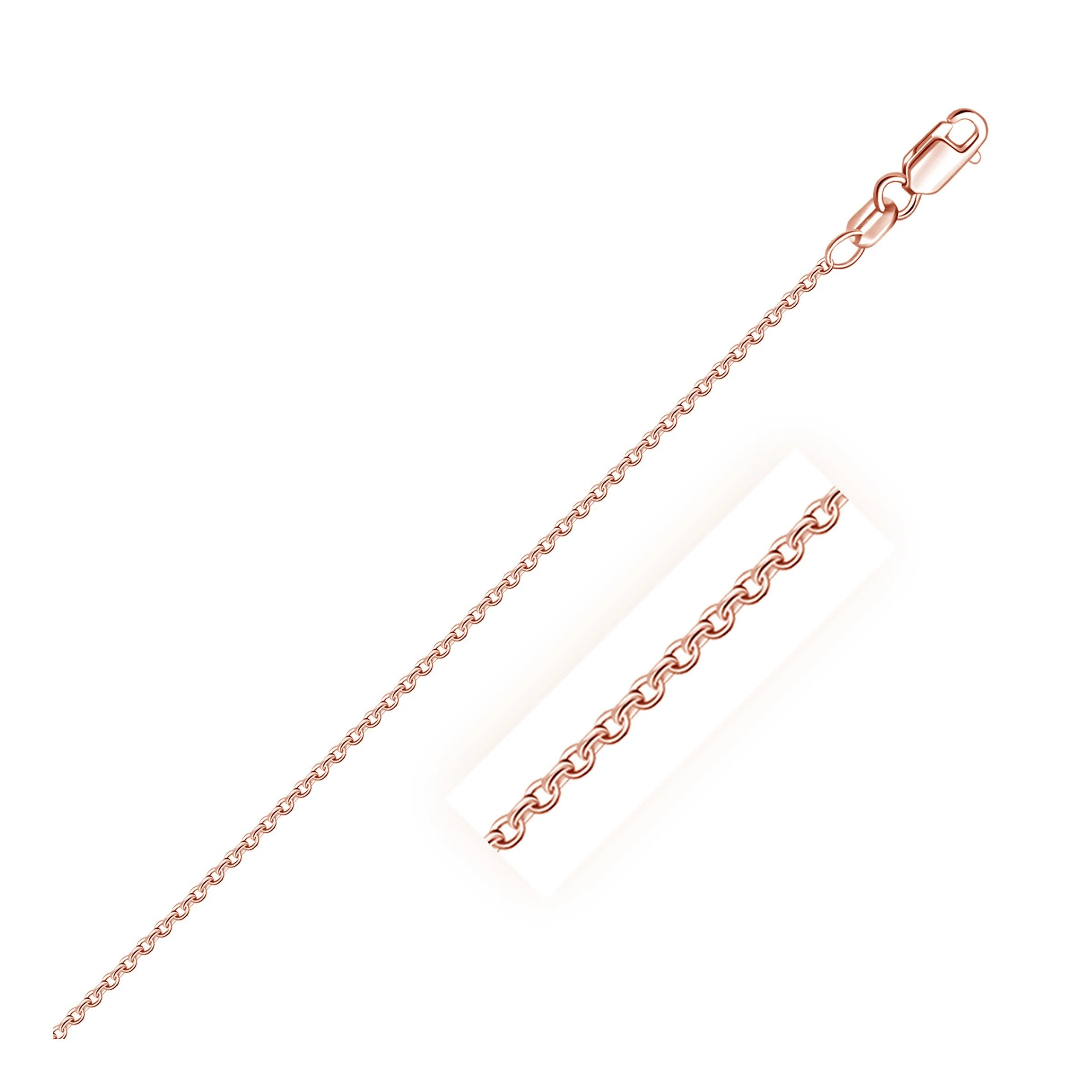 18k Rose Gold Round Oval Link Chain 1.5mm - Image 5