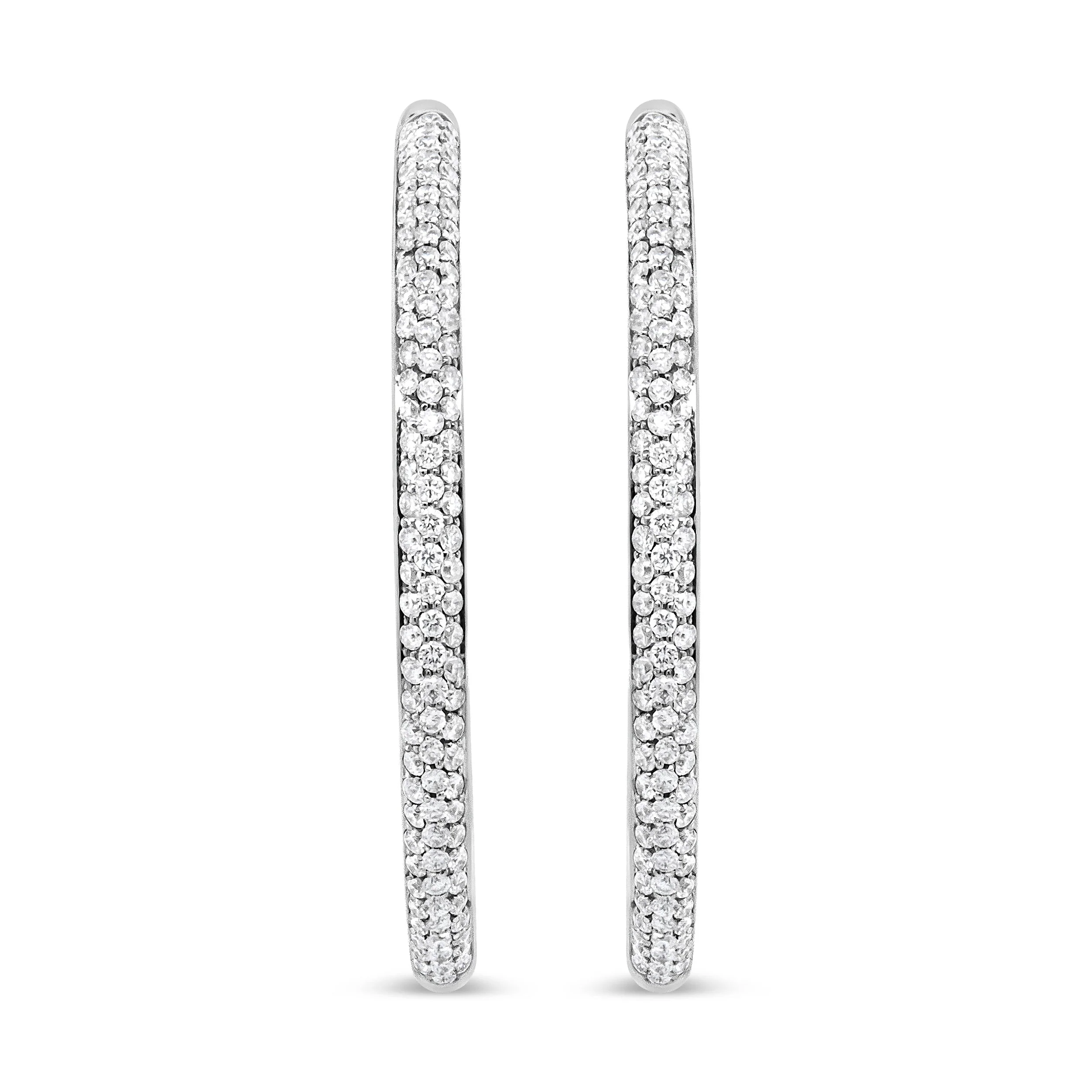 18K White Gold 2.00 Cttw Round-Cut Diamond Inner-Outer Hoop Earrings (F-G Color, VS1-VS2 Clarity) - Image 2