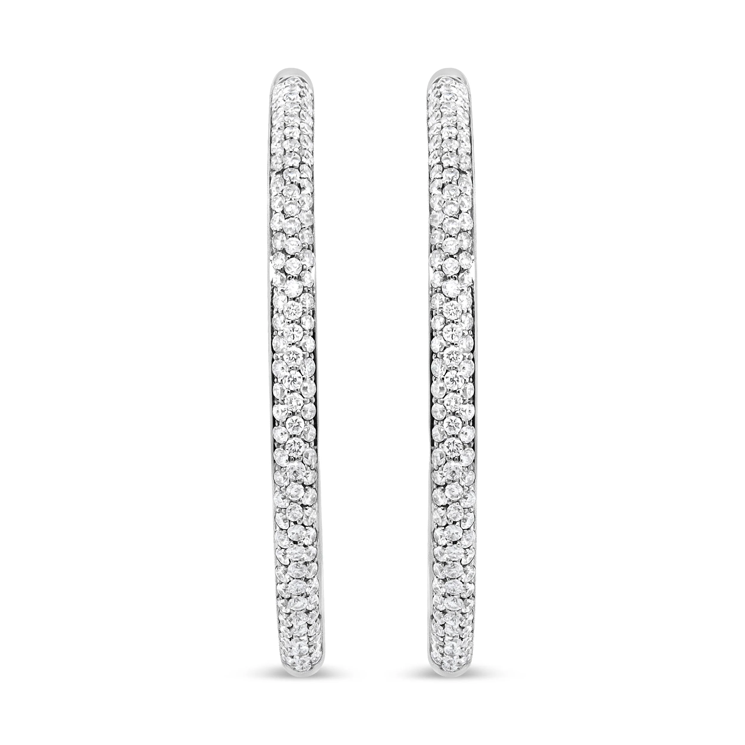 18K White Gold 2.00 Cttw Round-Cut Diamond Inner-Outer Hoop Earrings (F-G Color, VS1-VS2 Clarity) - Image 5