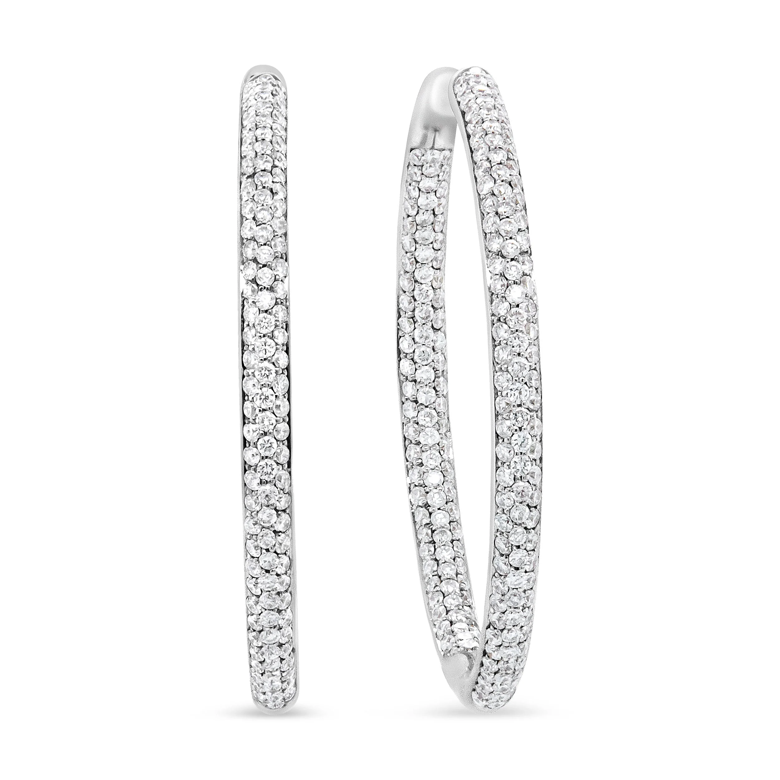18K White Gold 2.00 Cttw Round-Cut Diamond Inner-Outer Hoop Earrings (F-G Color, VS1-VS2 Clarity) - Image 6